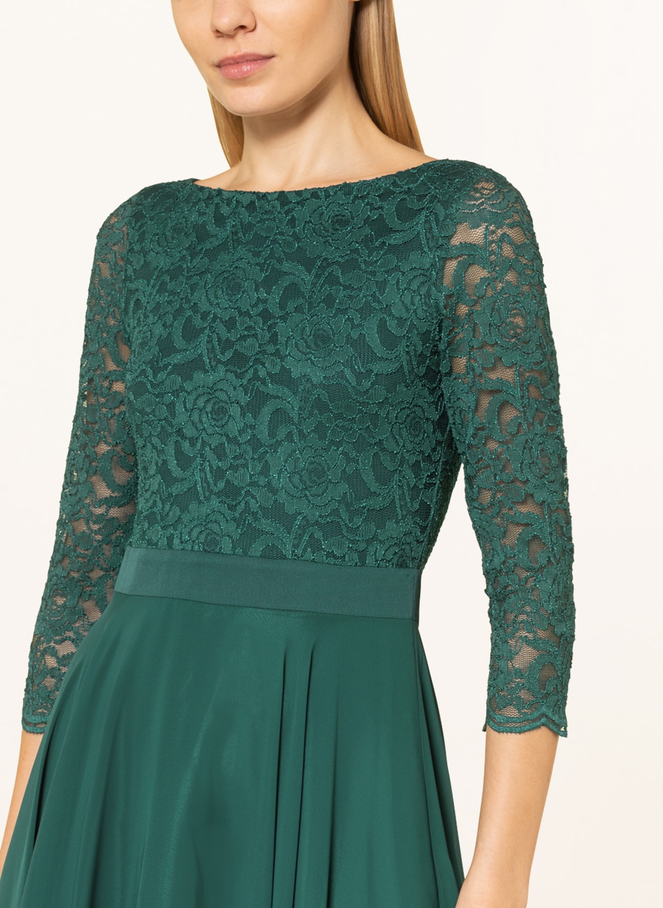 SWING Cocktail dress with lace trim , Color: GREEN (Image 4)