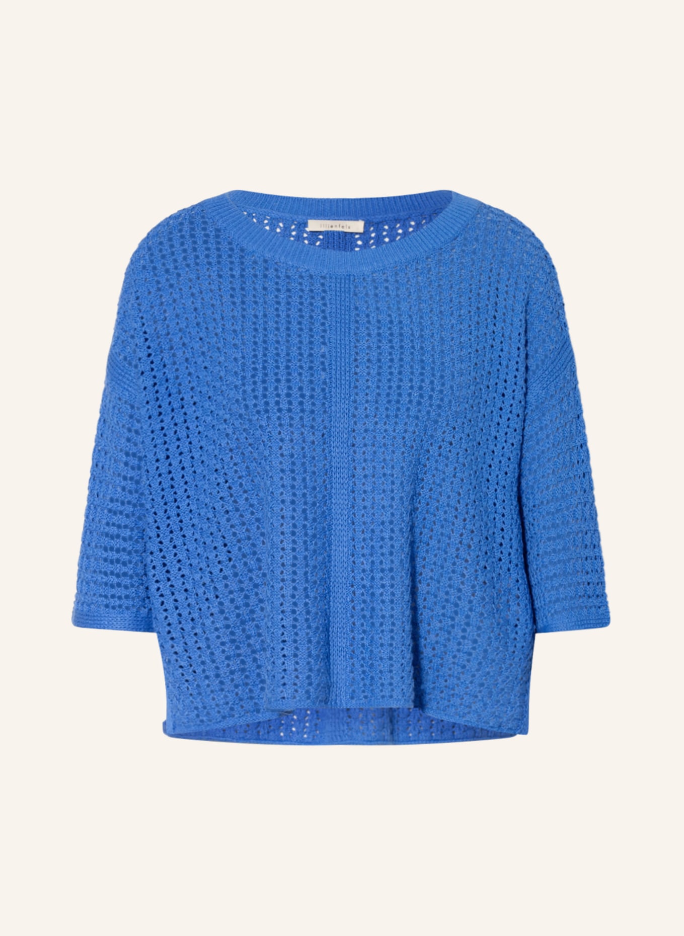 lilienfels Sweater with linen and 3/4 sleeves, Color: BLUE (Image 1)