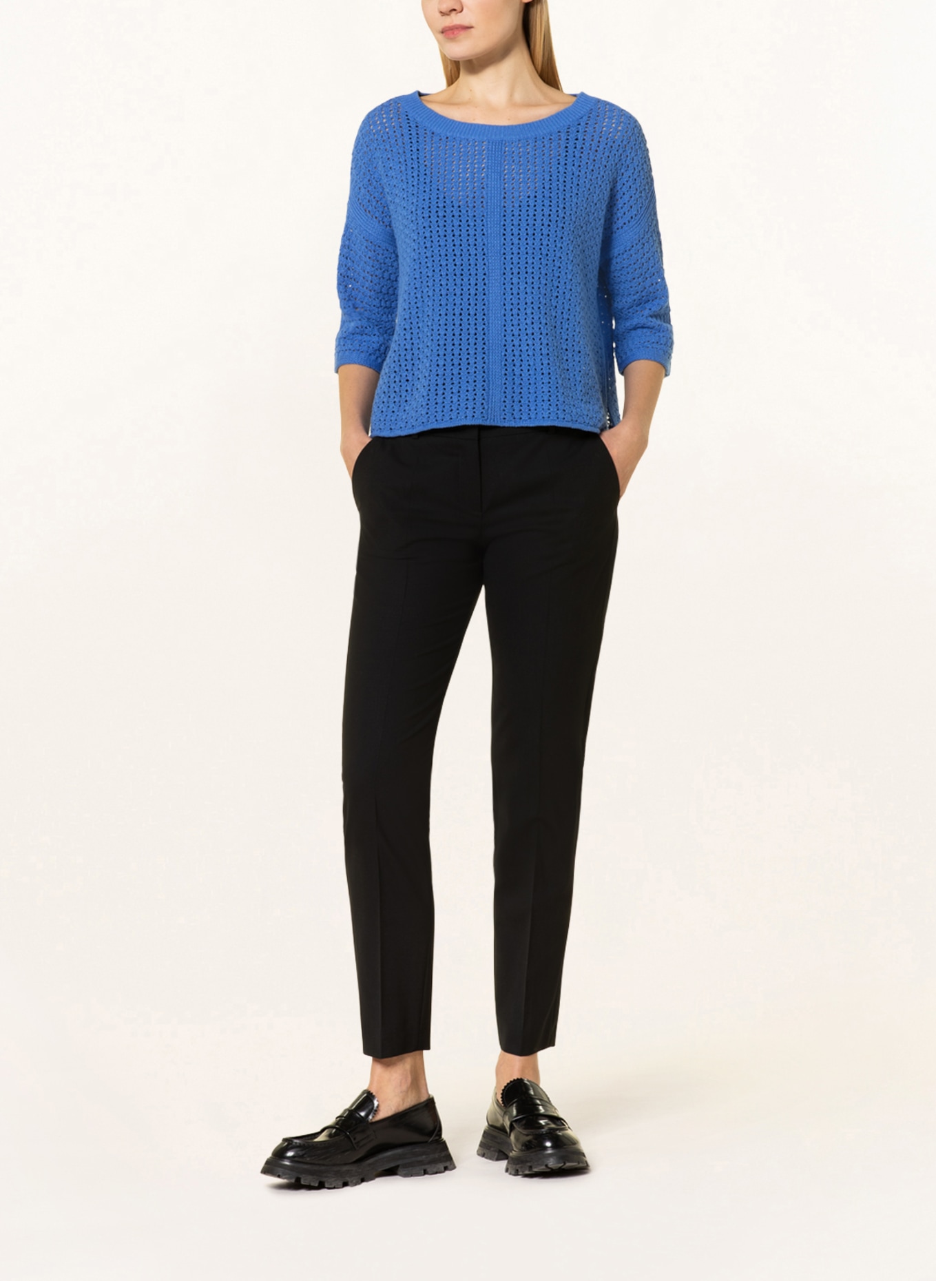 lilienfels Sweater with linen and 3/4 sleeves, Color: BLUE (Image 2)