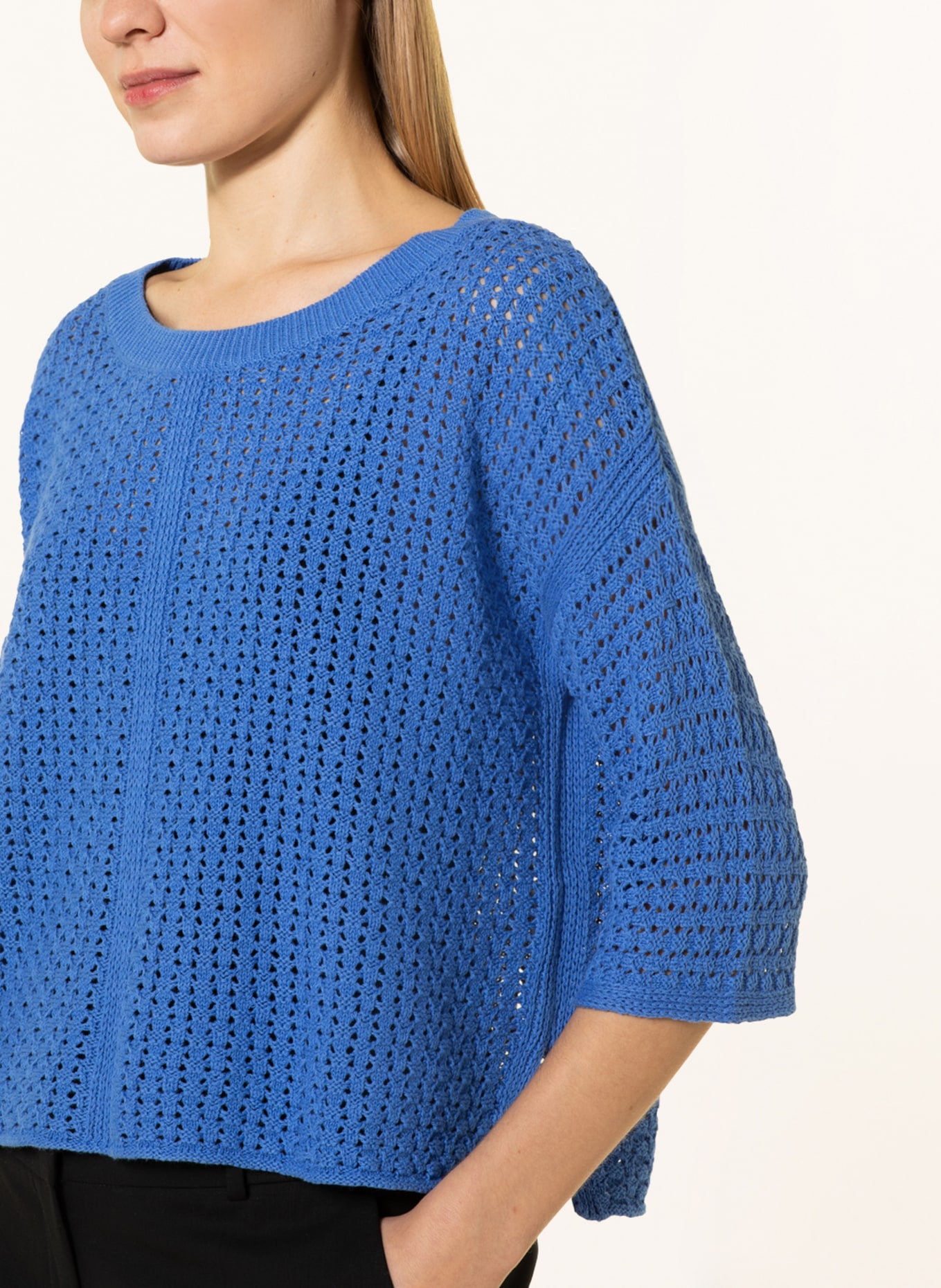 lilienfels Sweater with linen and 3/4 sleeves, Color: BLUE (Image 4)