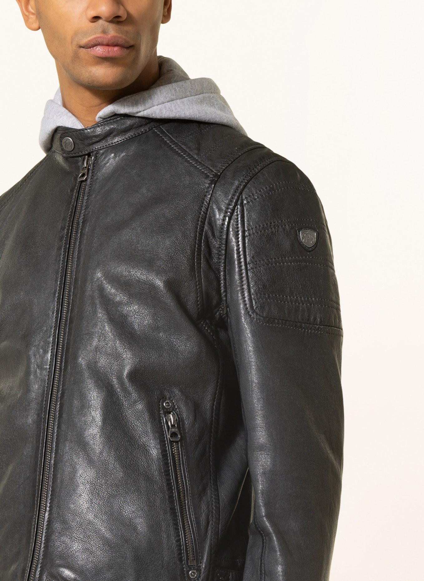 gipsy Leather jacket RAYLO, Color: DARK GRAY (Image 5)