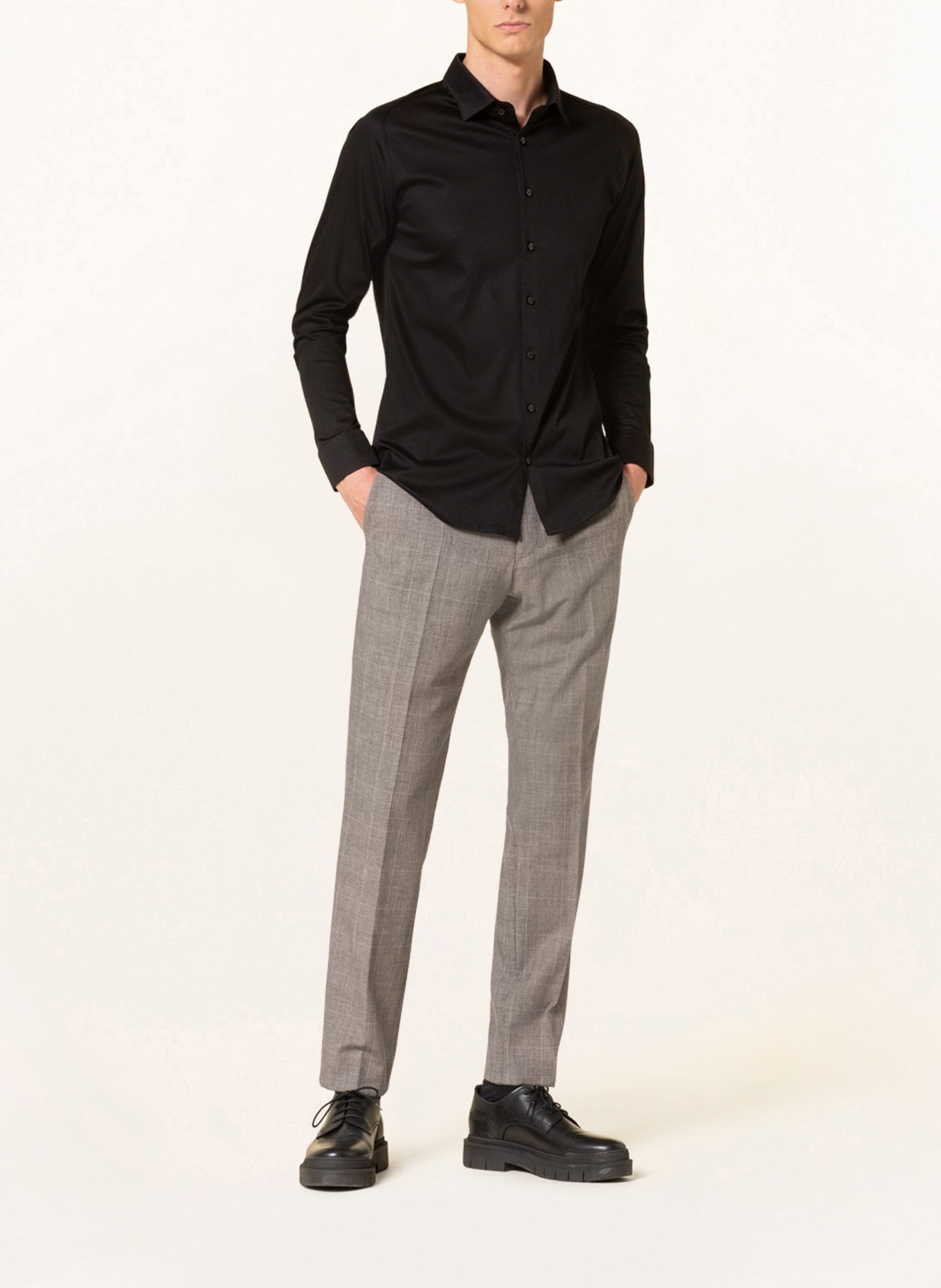 DESOTO Jerseyhemd Slim Fit: SCHWARZ