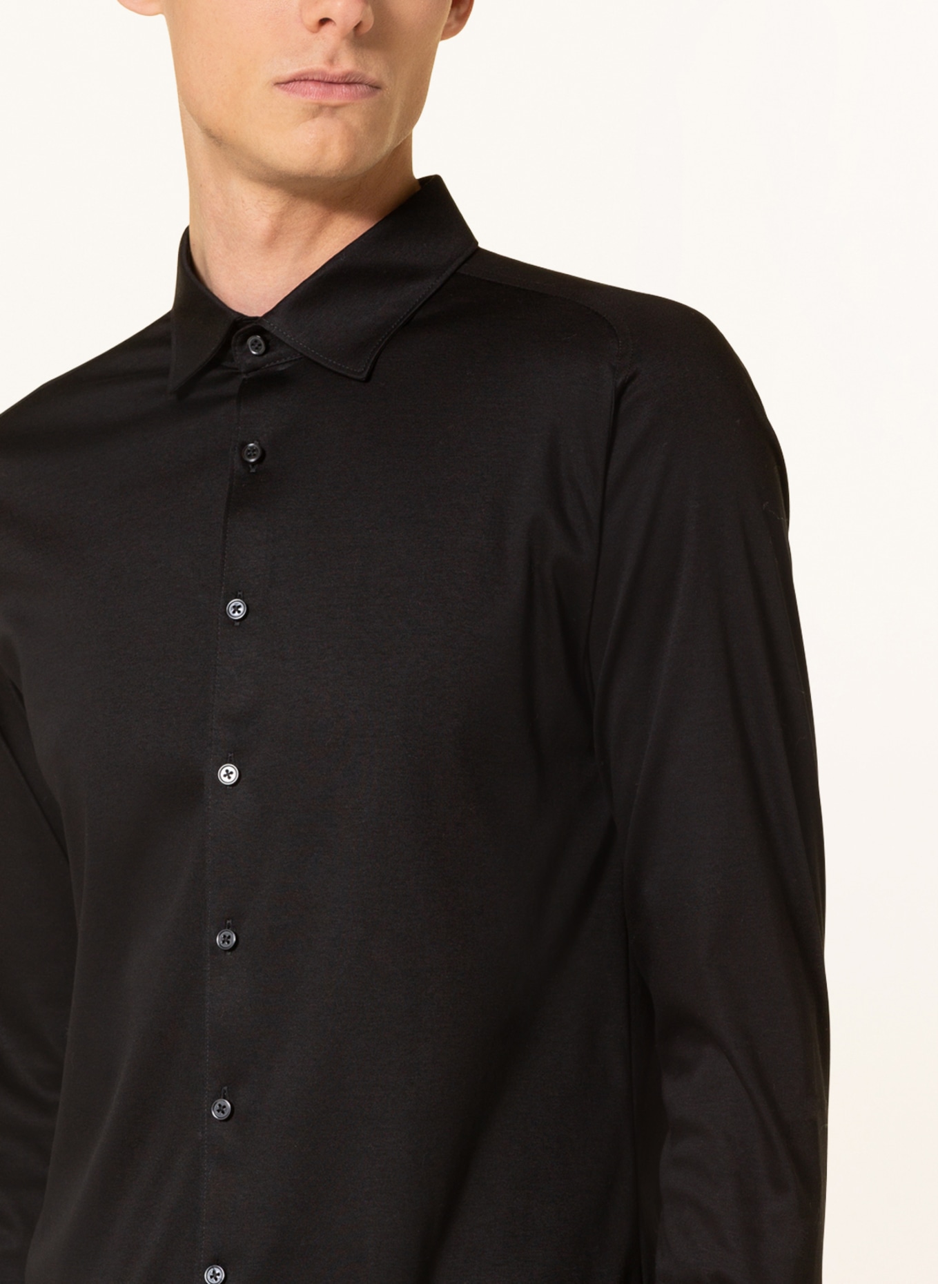 DESOTO Jerseyhemd Slim Fit: SCHWARZ