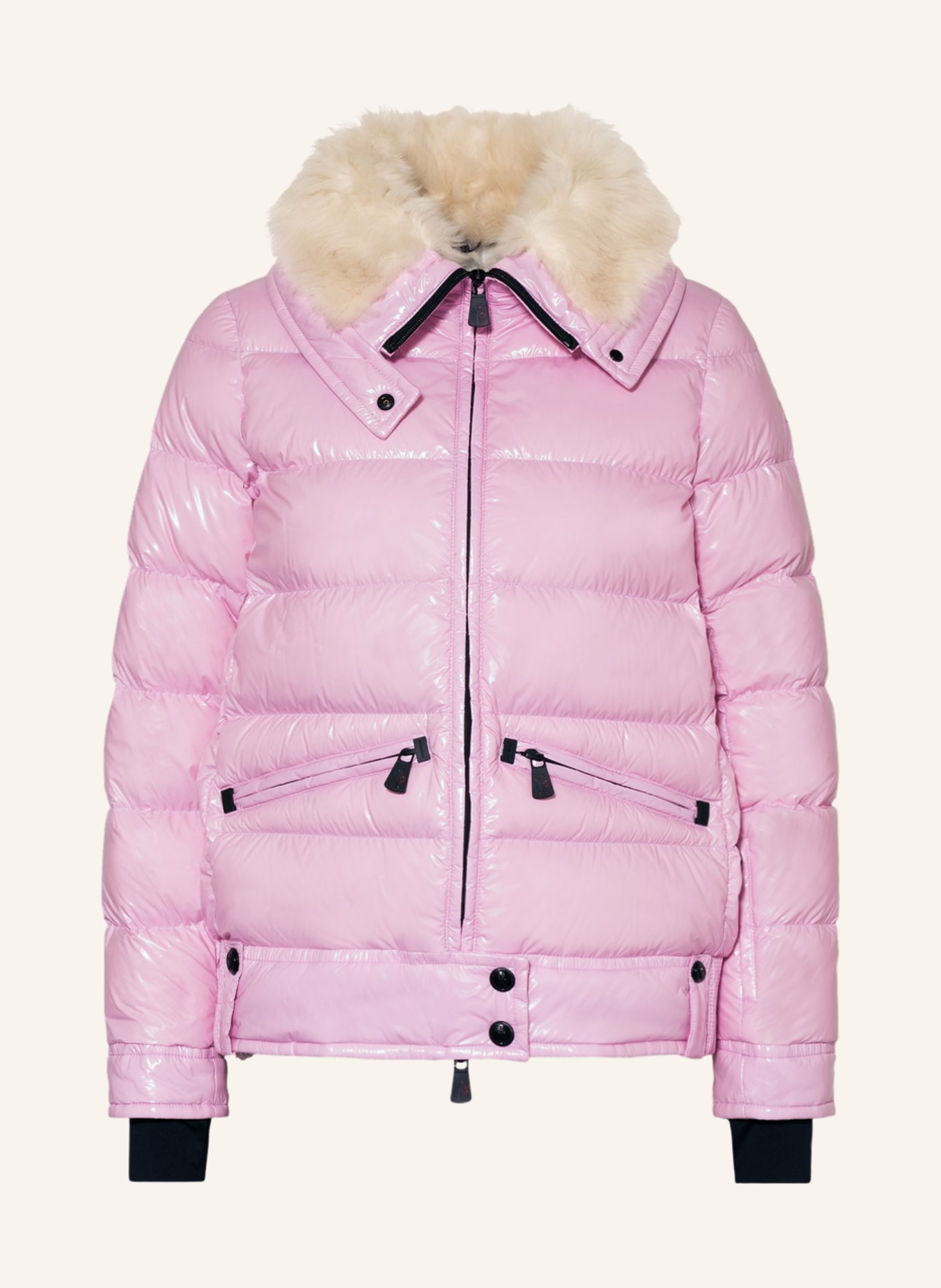MONCLER GRENOBLE Down ski jacket ARABBA with faux fur, Color: PINK (Image 1)