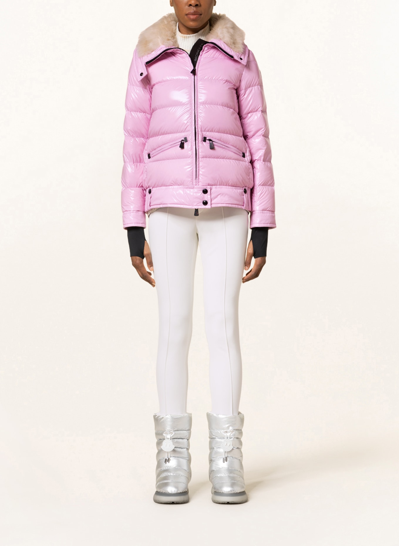 MONCLER GRENOBLE Down ski jacket ARABBA with faux fur, Color: PINK (Image 2)