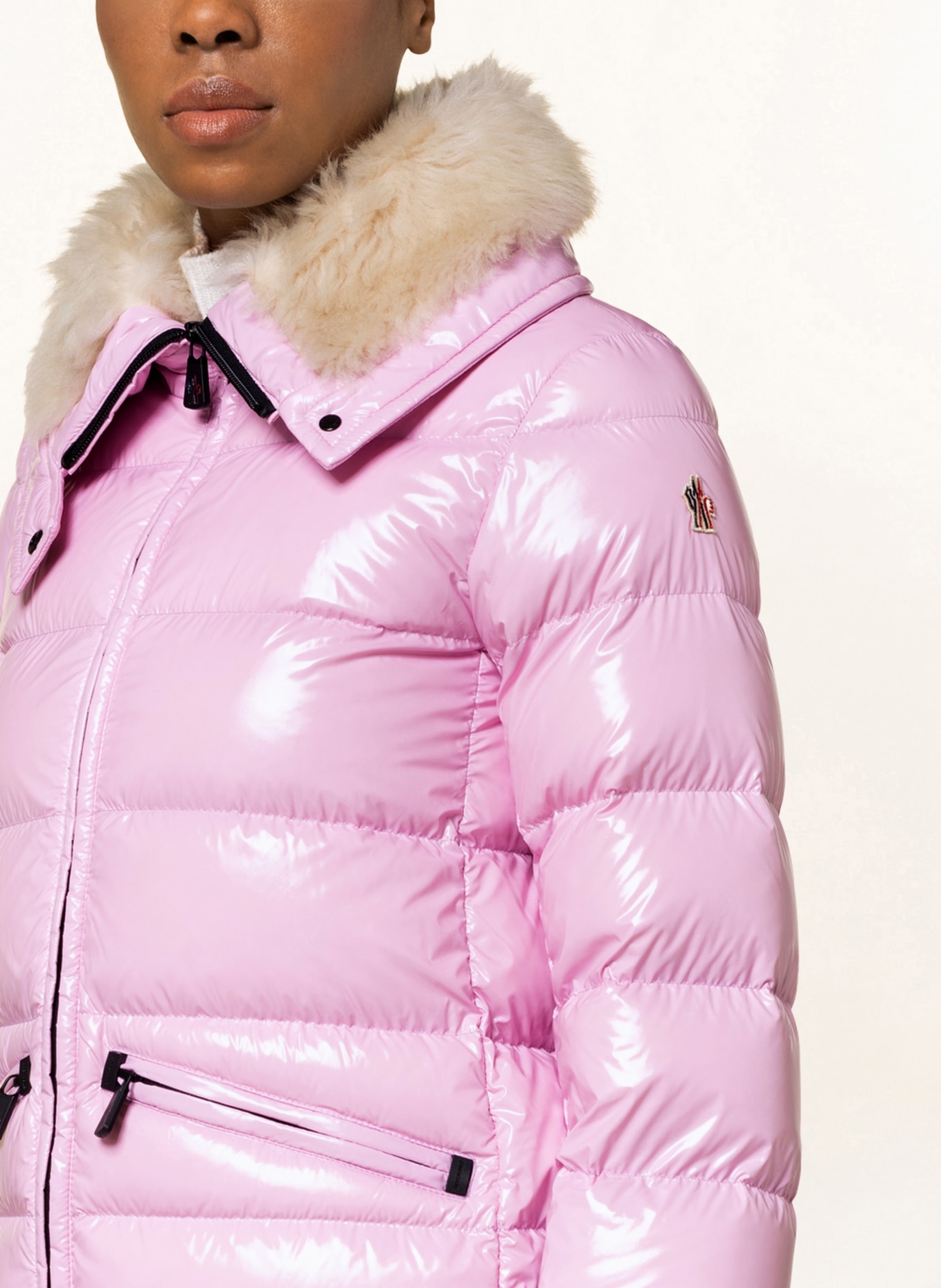 MONCLER GRENOBLE Péřová lyžařská bunda ARABBA s umělou kožešinou, Barva: RŮŽOVÁ (Obrázek 5)