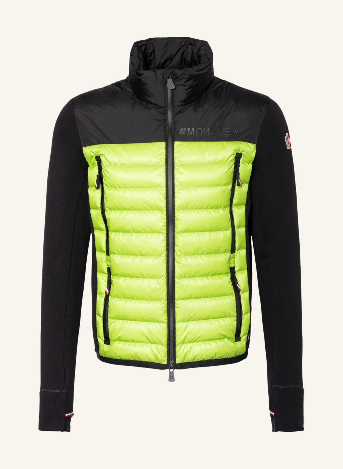 MONCLER GRENOBLE Hybrid down jacket, Color: BLACK/ NEON GREEN (Image 1)