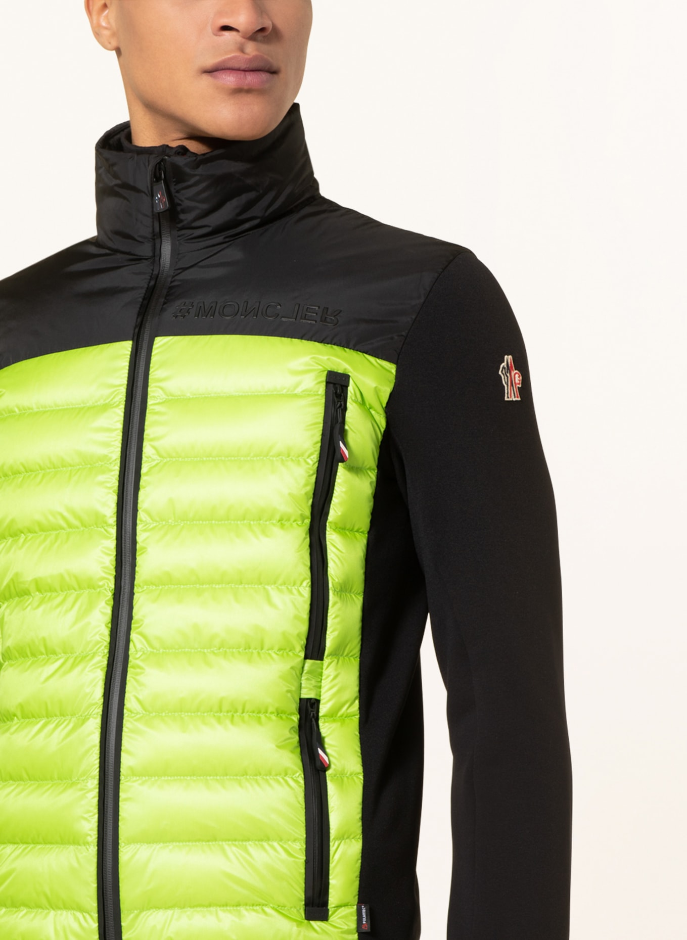 MONCLER GRENOBLE Hybrid down jacket, Color: BLACK/ NEON GREEN (Image 4)