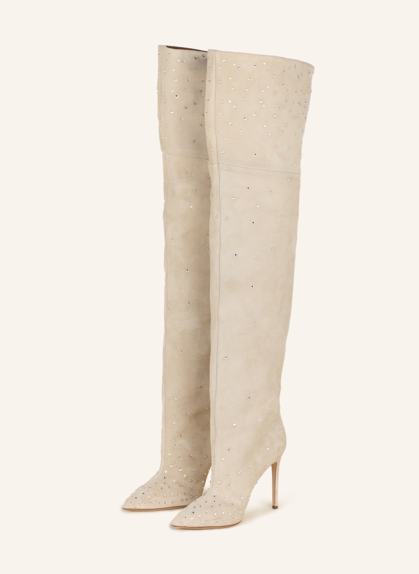 PARIS TEXAS Over the knee boots HOLLY with decorative gems, Color: CREAM (Image 1)