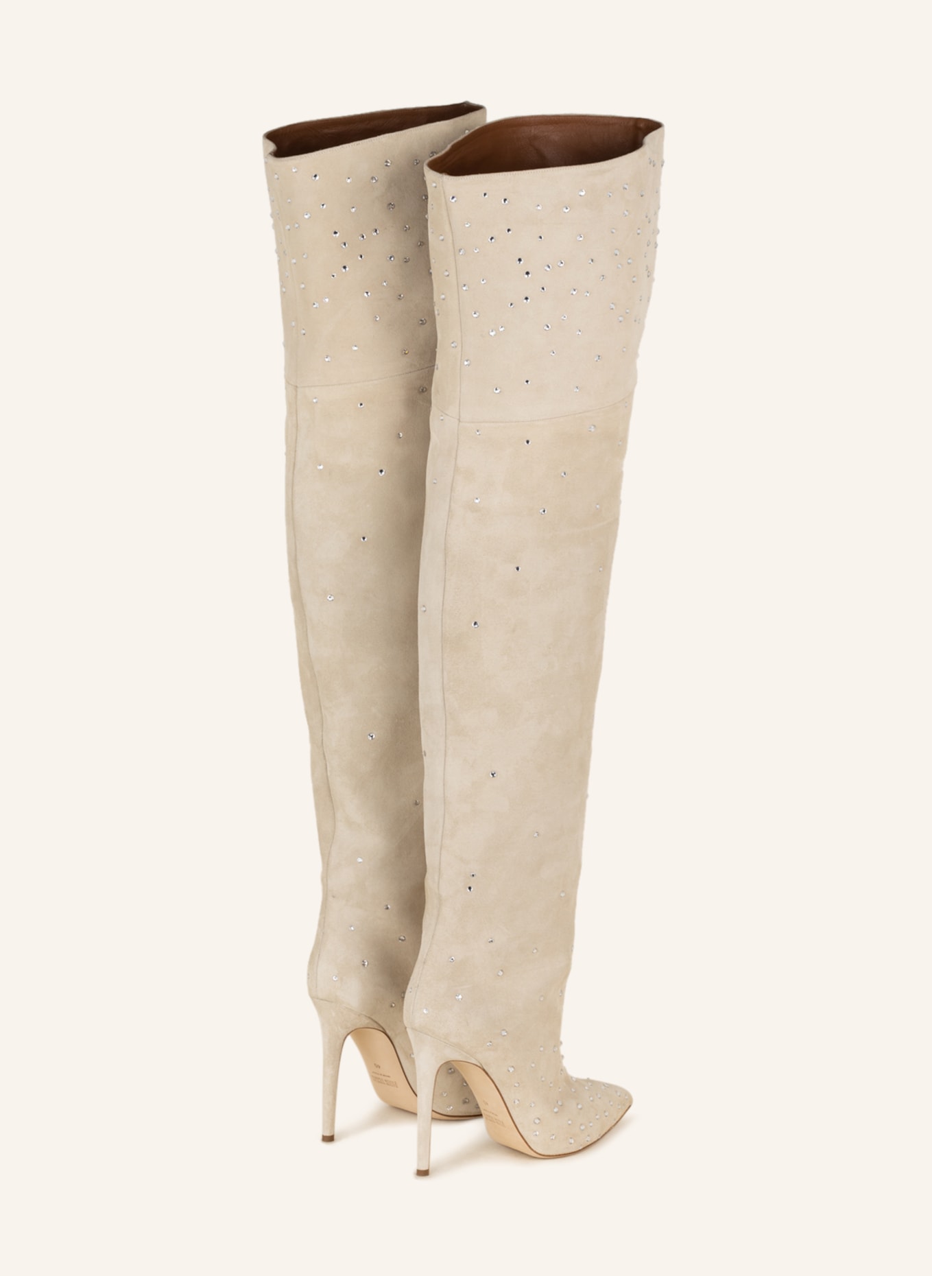 PARIS TEXAS Over the knee boots HOLLY with decorative gems, Color: CREAM (Image 2)