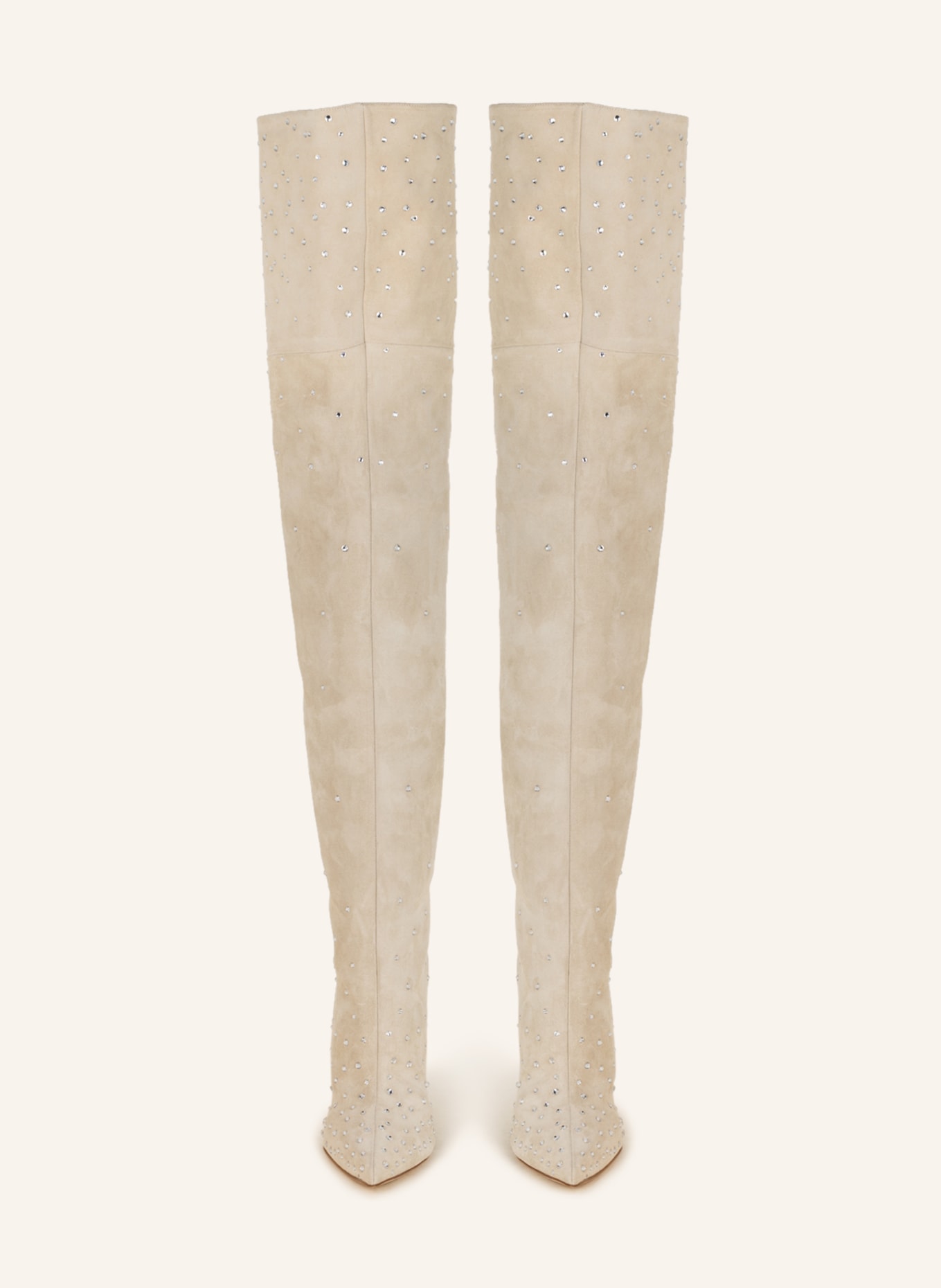 PARIS TEXAS Over the knee boots HOLLY with decorative gems, Color: CREAM (Image 3)