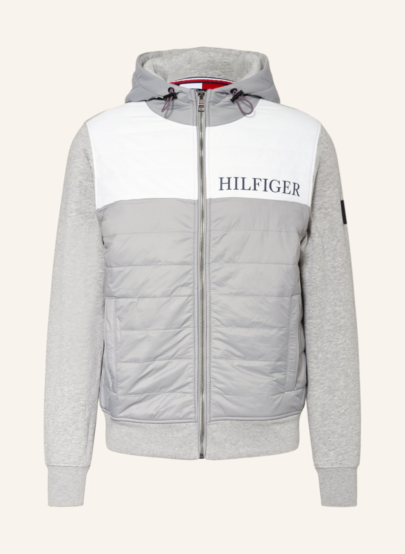 TOMMY HILFIGER Sweat jacket in mixed materials , Color: GRAY/ WHITE (Image 1)
