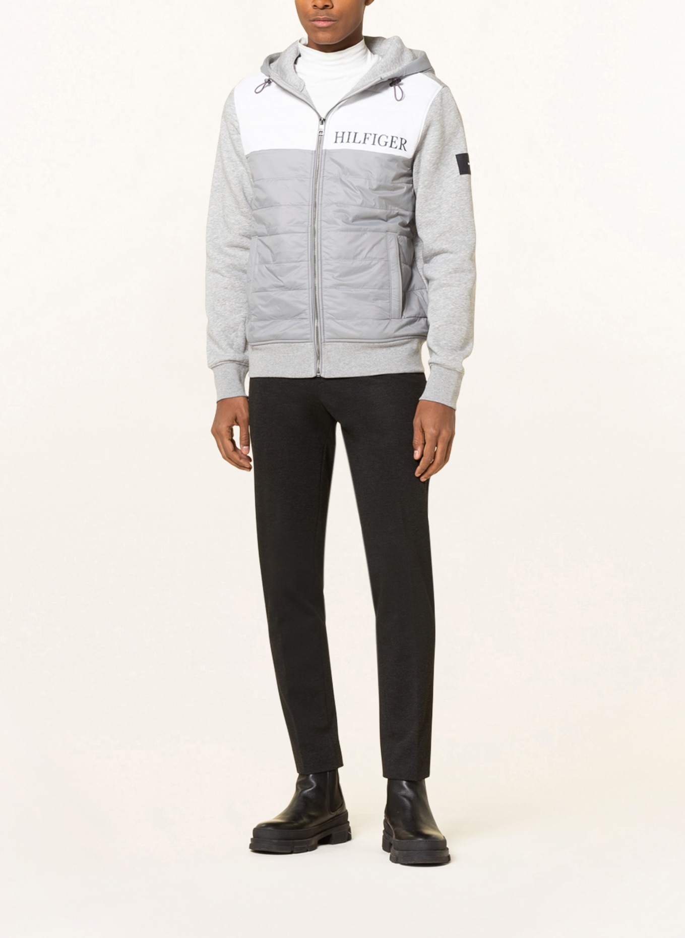 TOMMY HILFIGER Sweat jacket in mixed materials , Color: GRAY/ WHITE (Image 2)