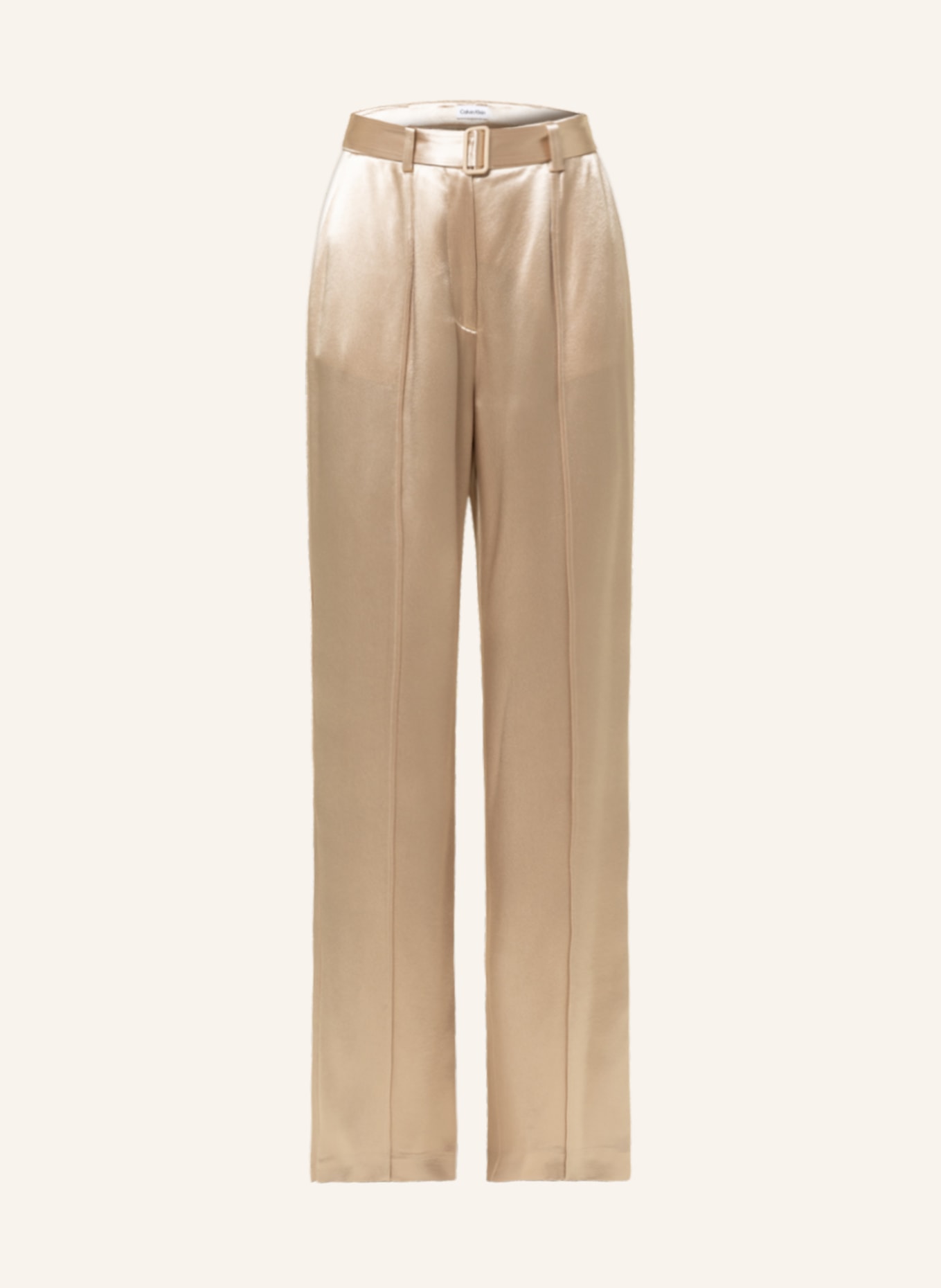 Calvin Klein Marlene kalhoty NAIA ze saténu, Barva: BÉŽOVÁ (Obrázek 1)
