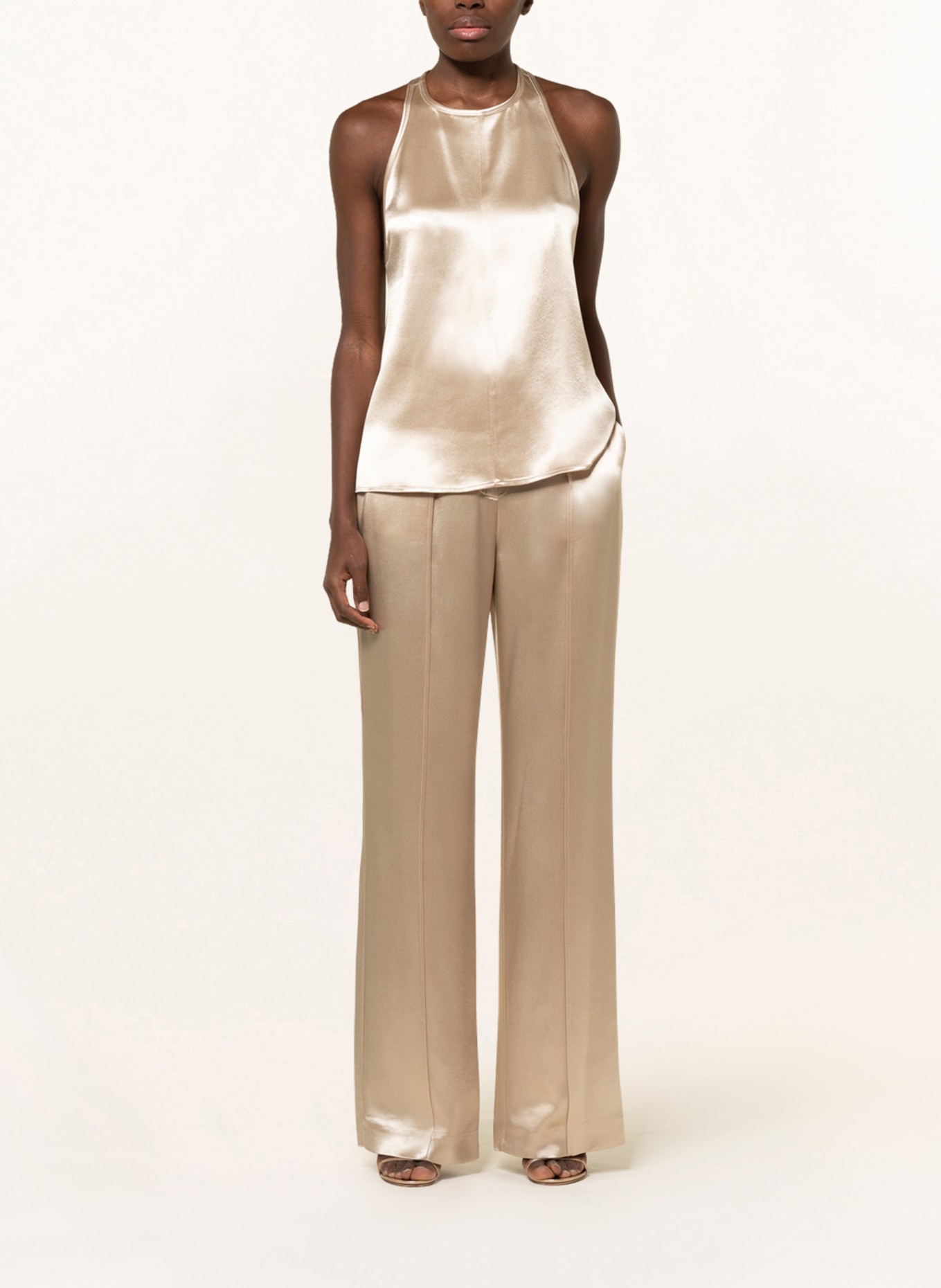 Calvin Klein Marlene kalhoty NAIA ze saténu, Barva: BÉŽOVÁ (Obrázek 2)