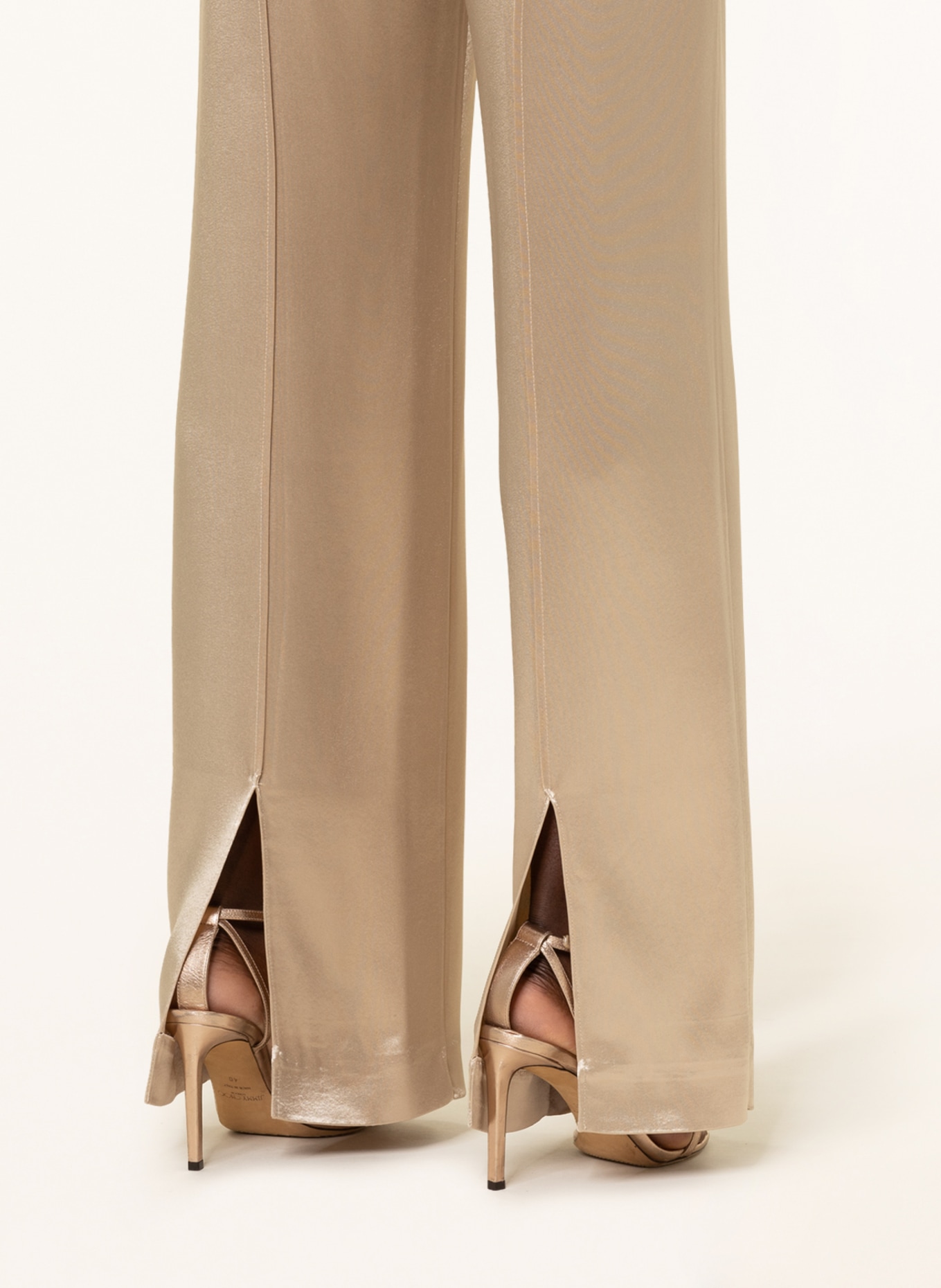 Calvin Klein Marlene kalhoty NAIA ze saténu, Barva: BÉŽOVÁ (Obrázek 5)