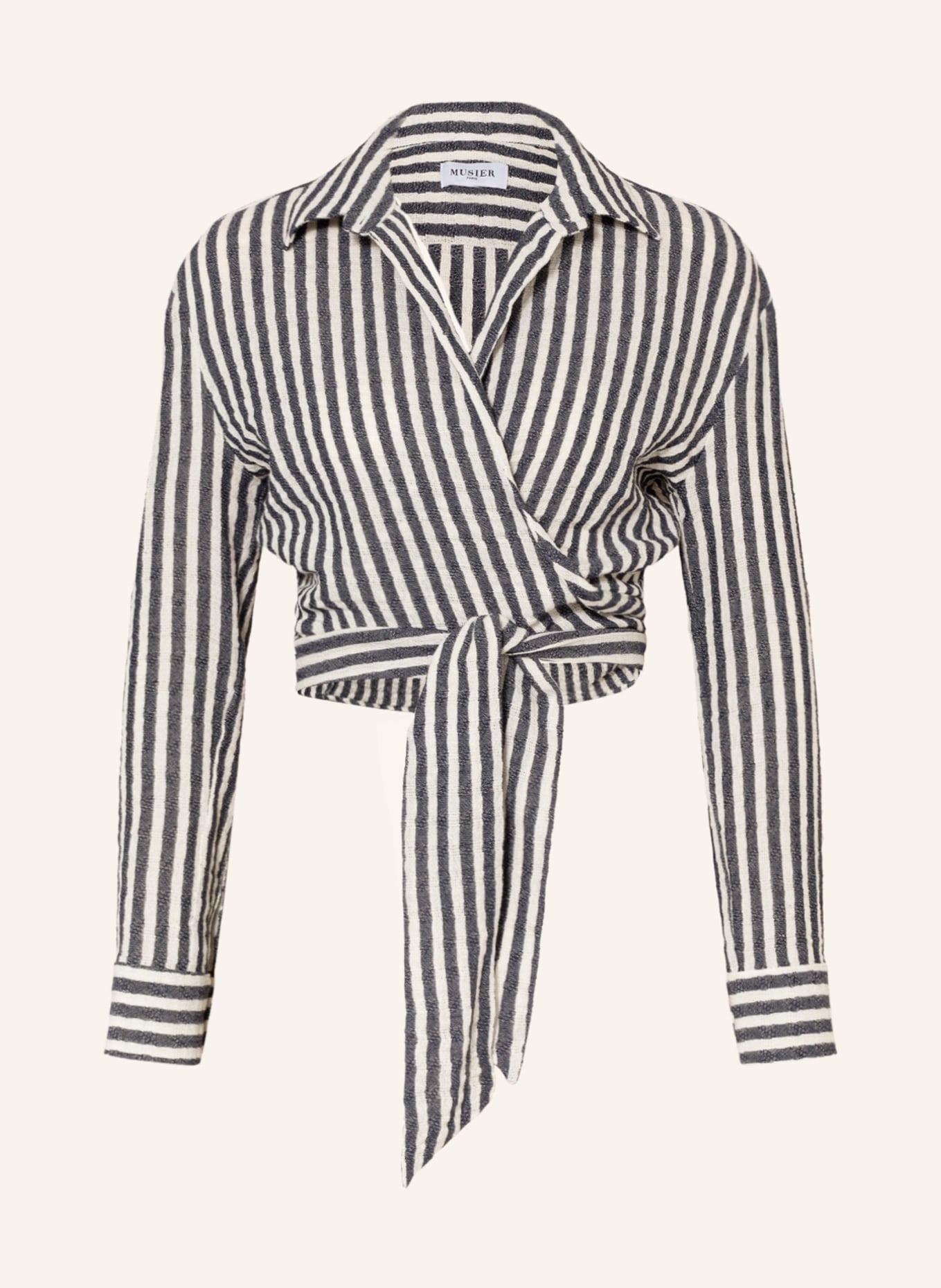 MUSIER PARIS Wrap blouse SYROS, Color: DARK BLUE/ WHITE (Image 1)