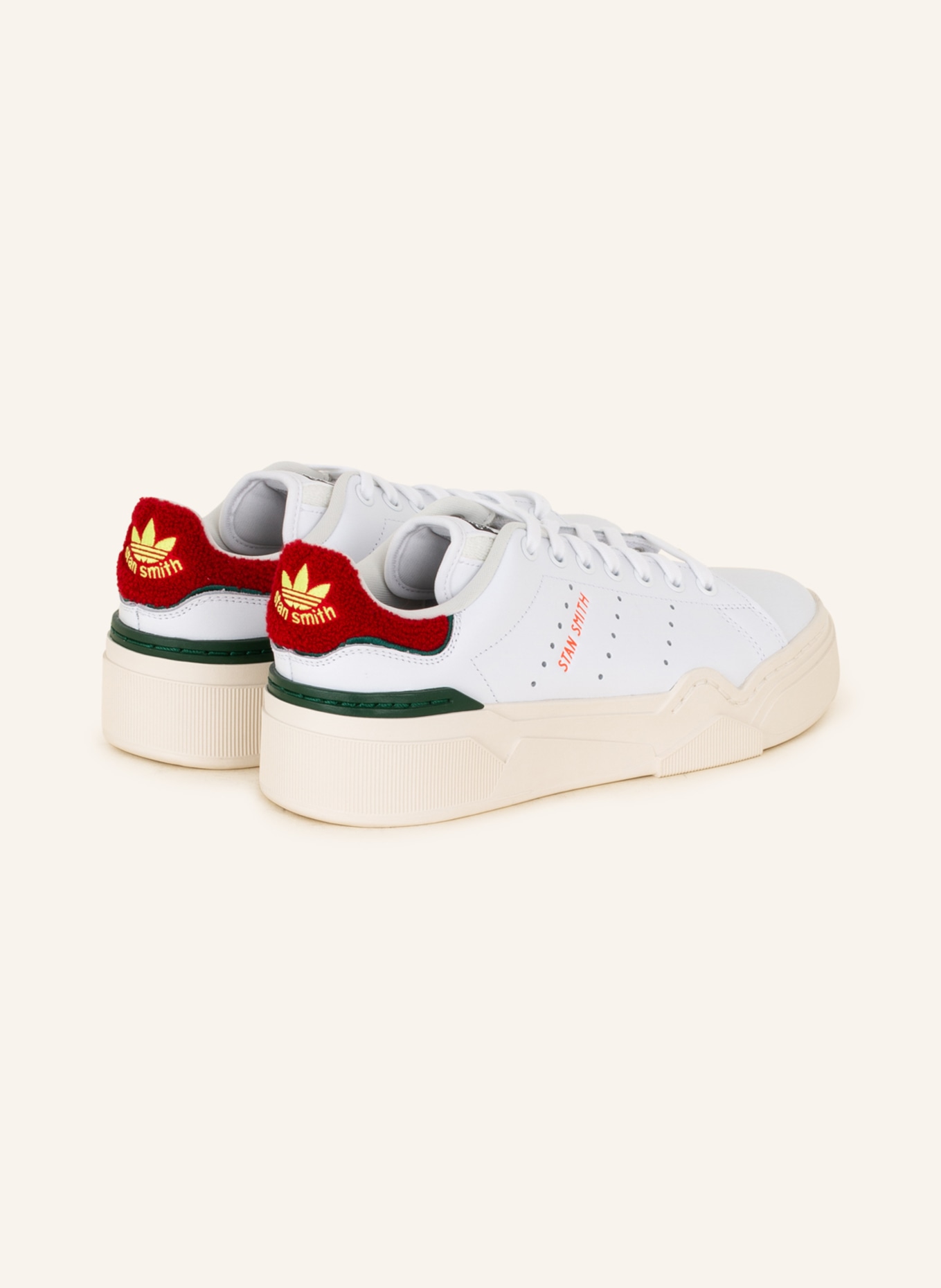 adidas Originals Stan Smith Bonega 2B platform sneakers in white and red
