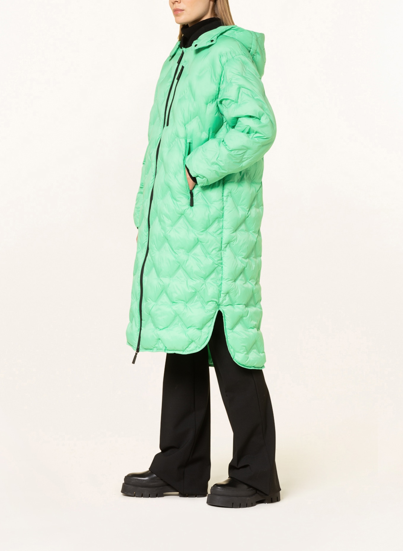 BRAX Quilted coat FRANZY with detachable hood in light green