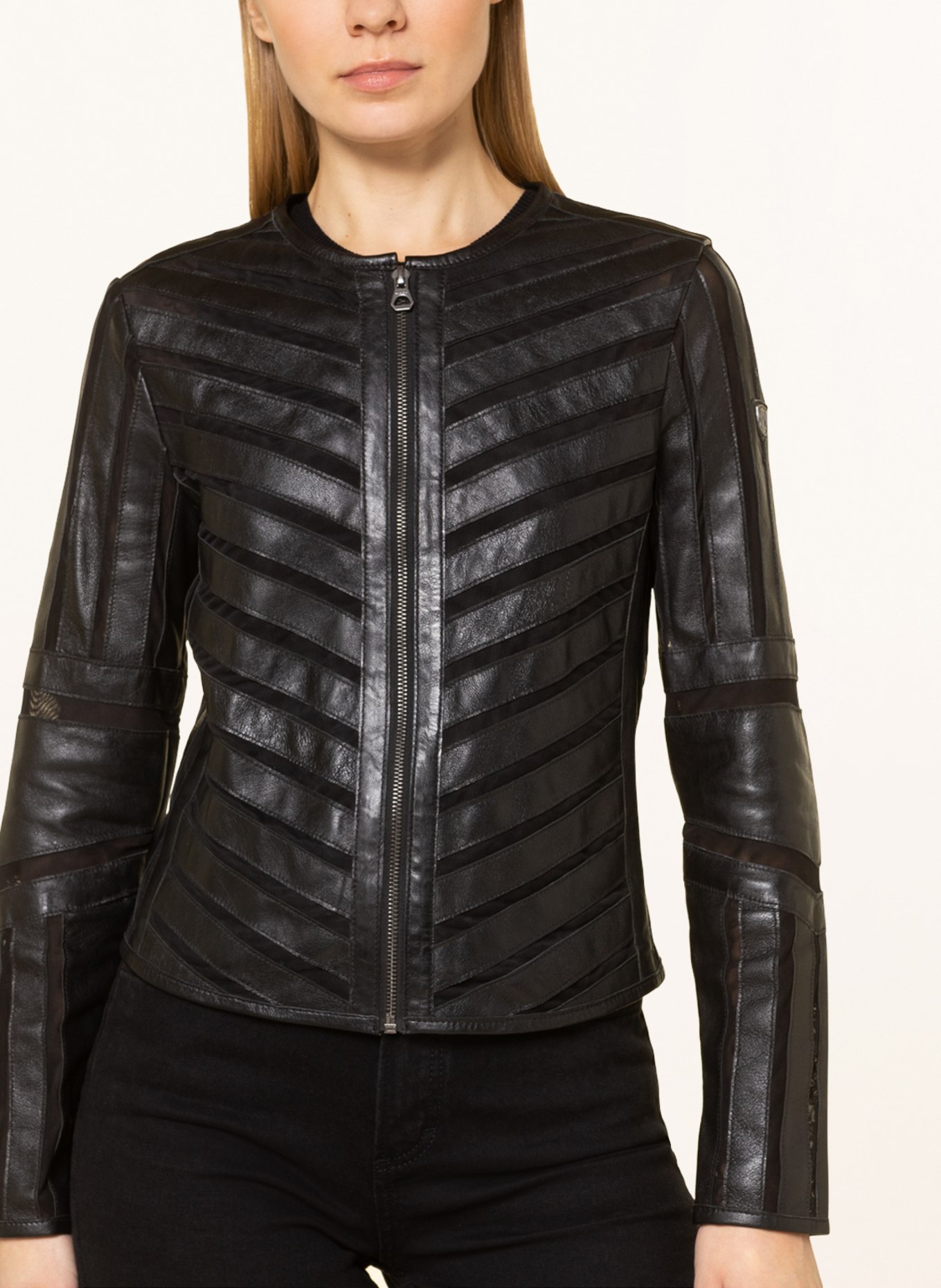 gipsy Leather jacket GGSURI in mixed materials , Color: BLACK (Image 4)