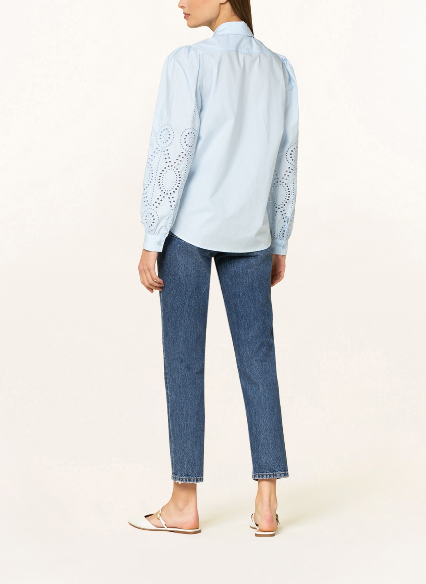 RIANI Shirt blouse with broderie anglaise, Color: LIGHT BLUE (Image 3)