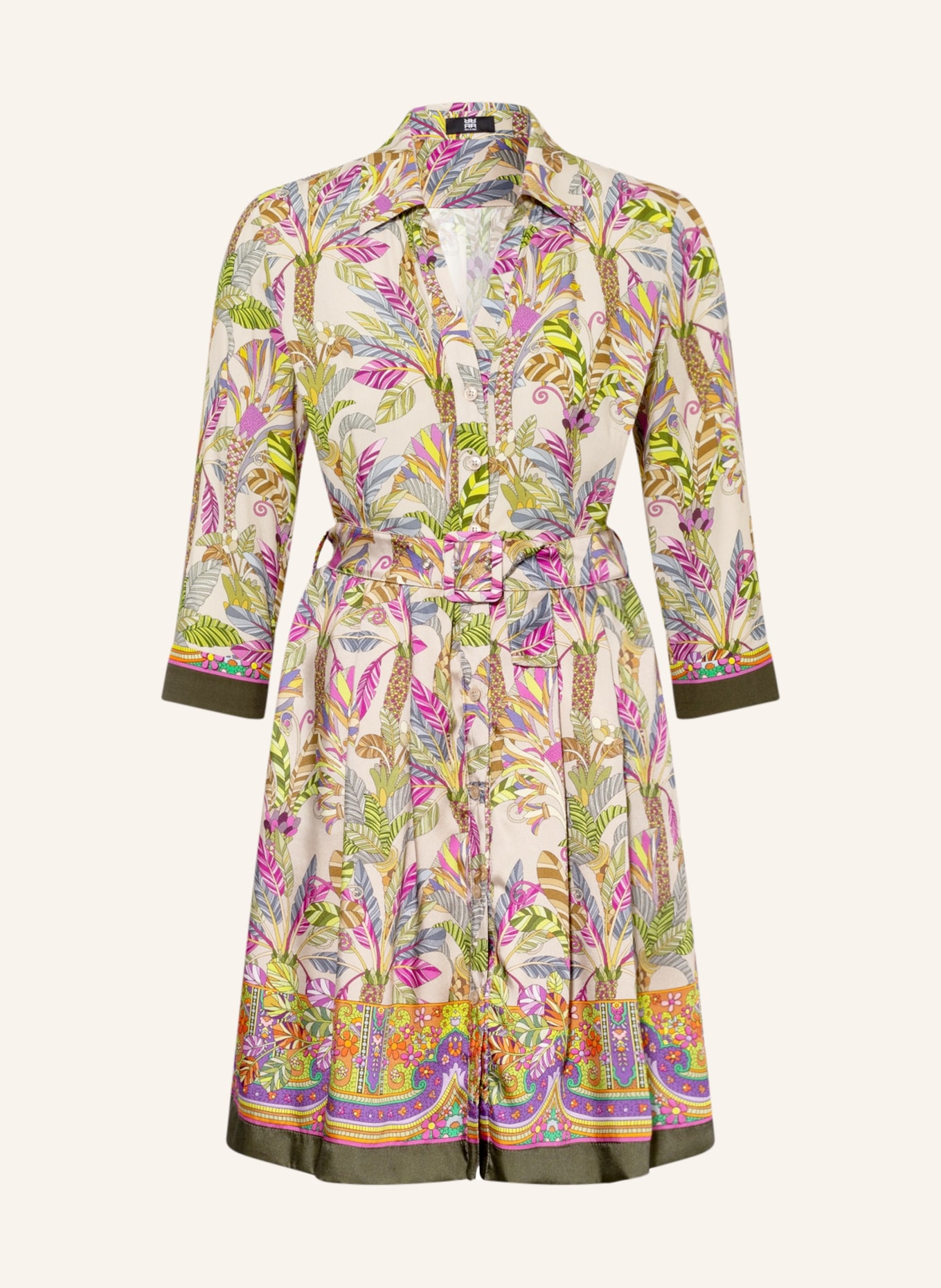 RIANI Shirt dress with 3/4 sleeves, Color: LIGHT BROWN/ PINK/ OLIVE (Image 1)
