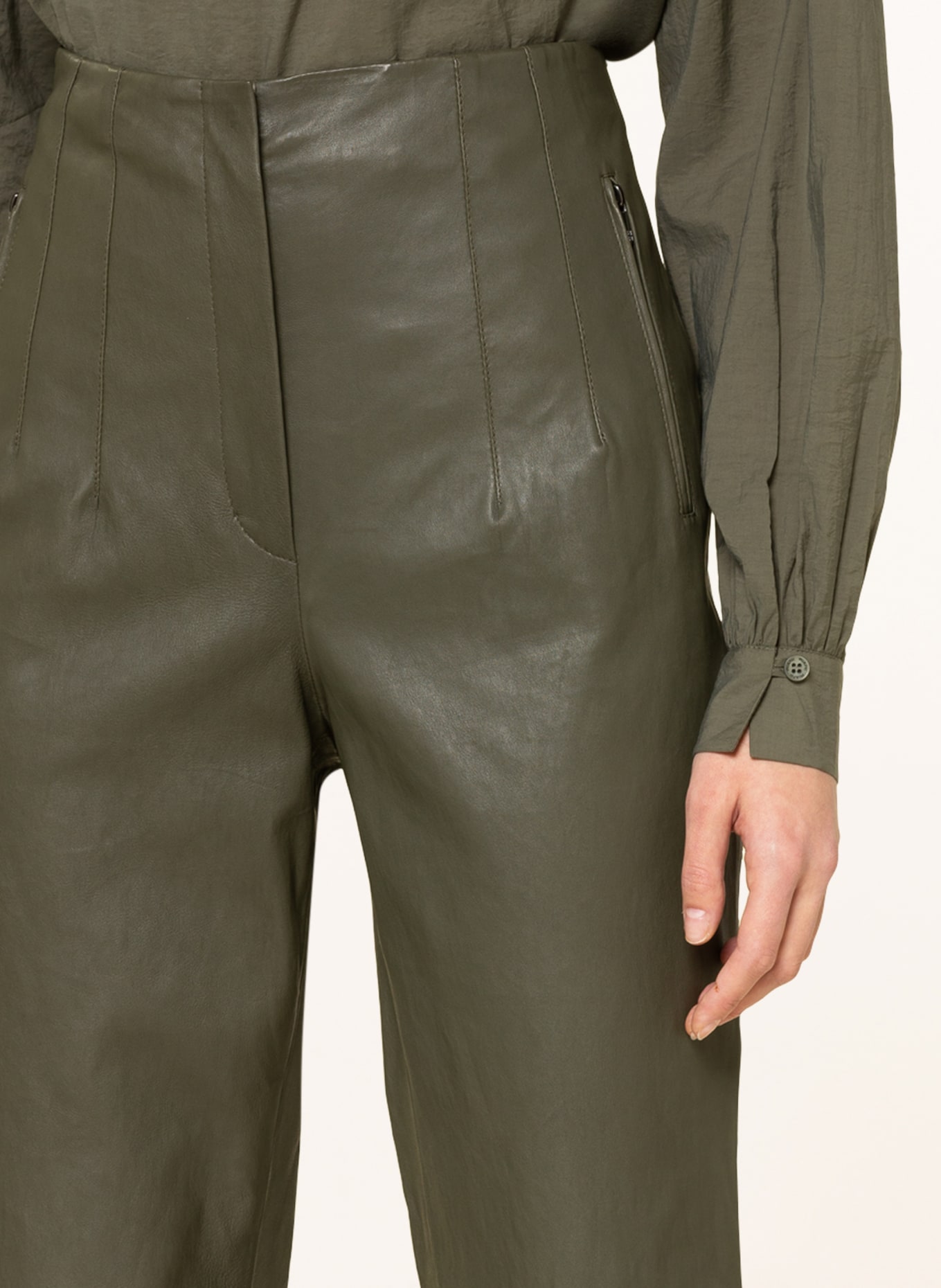 RIANI 7/8 trousers made of leather, Color: KHAKI (Image 5)