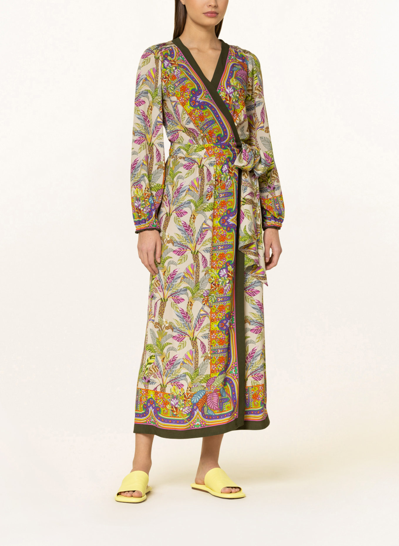 RIANI Wrap dress, Color: LIGHT BROWN/ DARK ORANGE/ GREEN (Image 2)