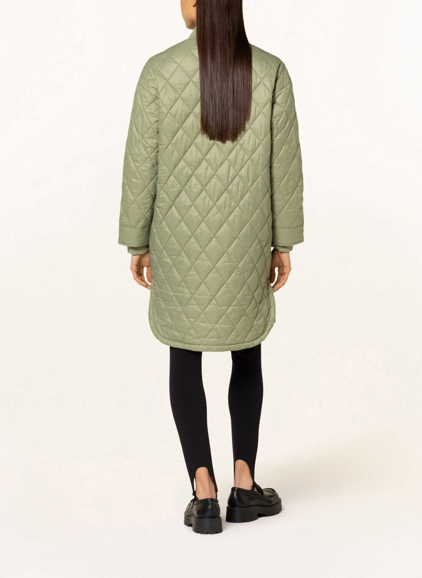 Long green quilted coat womens clearance
