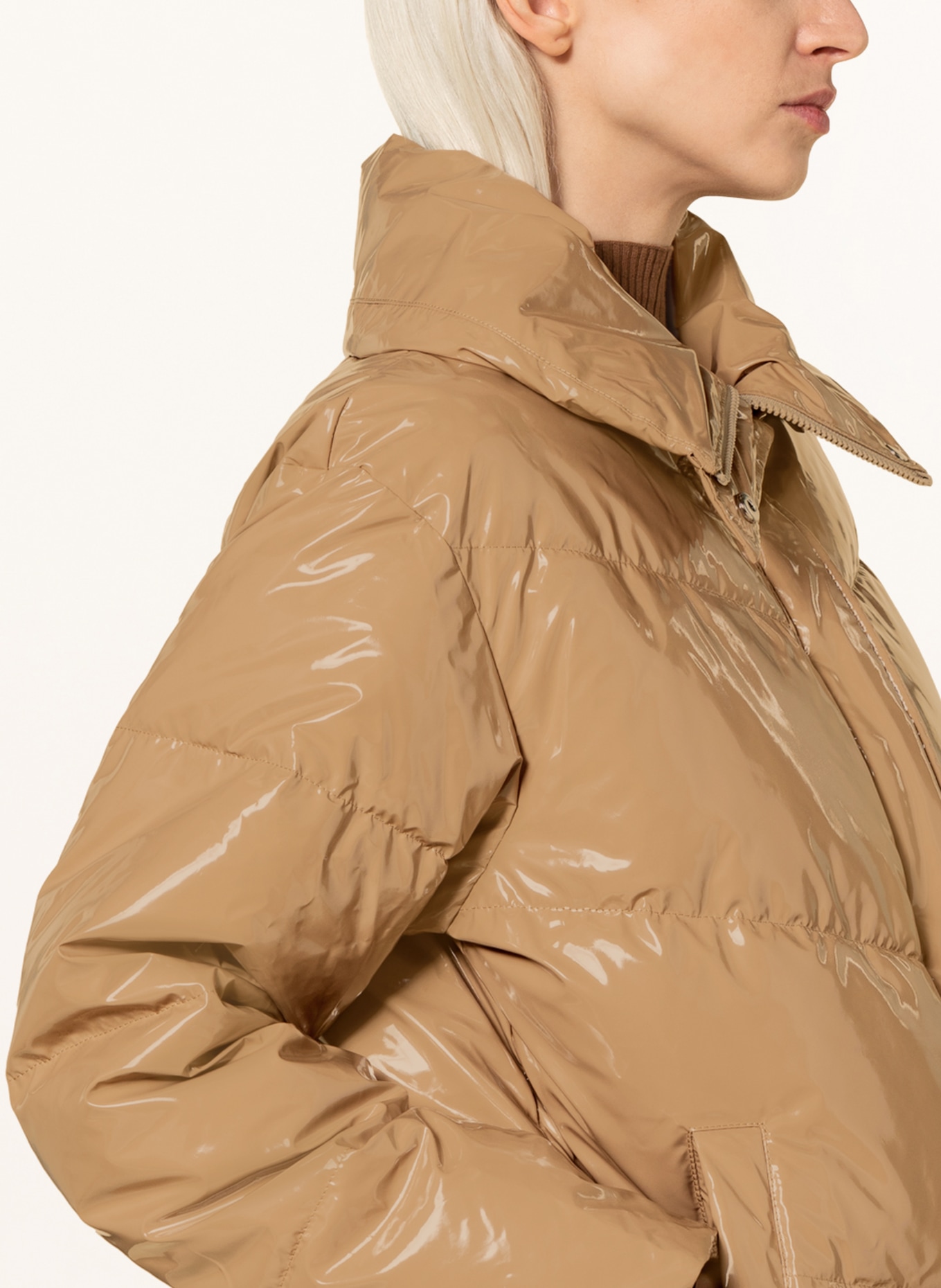 HUGO Quilted jacket FARYLINA in patent look , Color: CAMEL (Image 4)