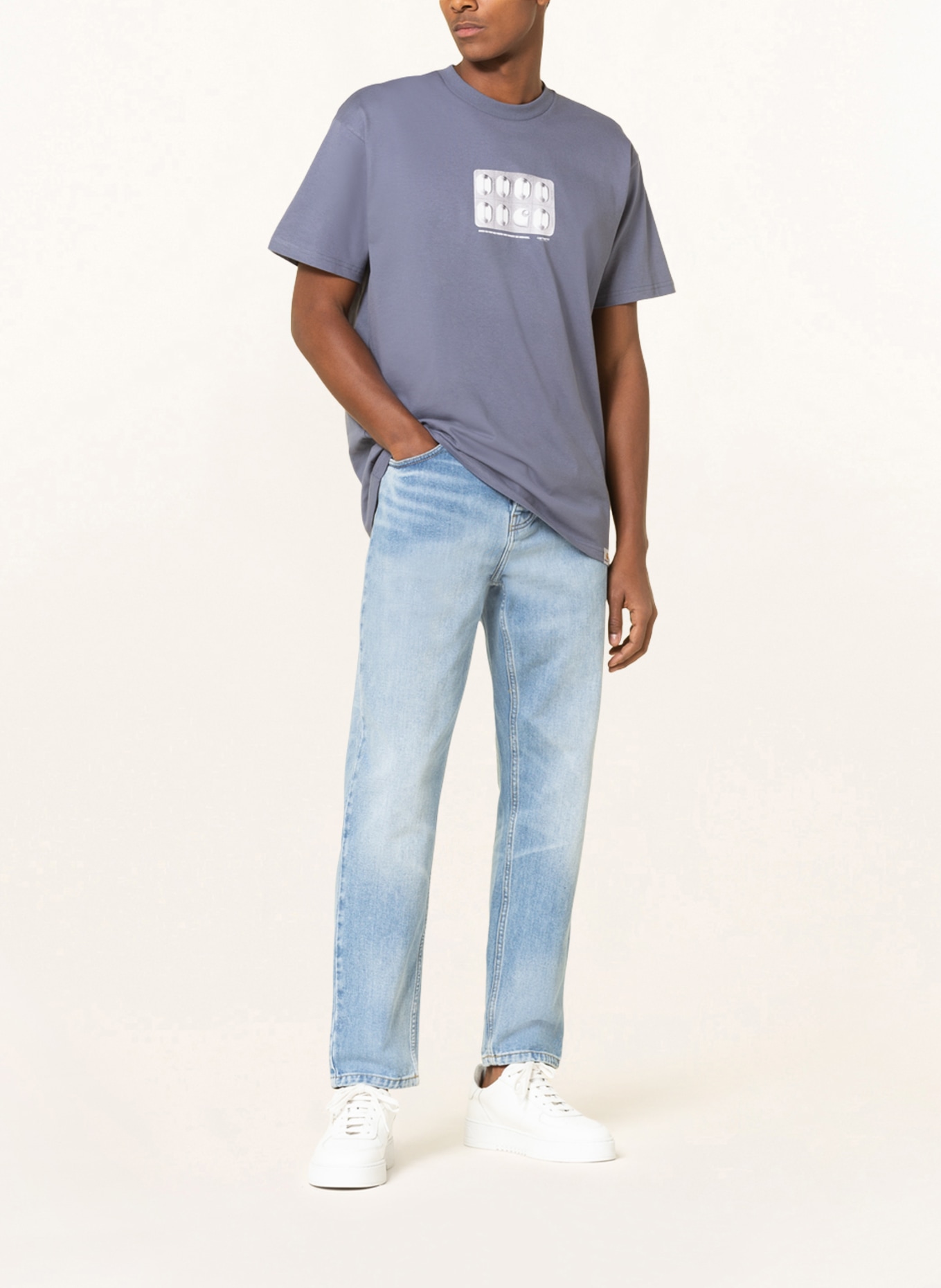 carhartt WIP Jeansy NEWEL relaxed tapered fit, Kolor: 01WI Blue Light Used (Obrazek 2)