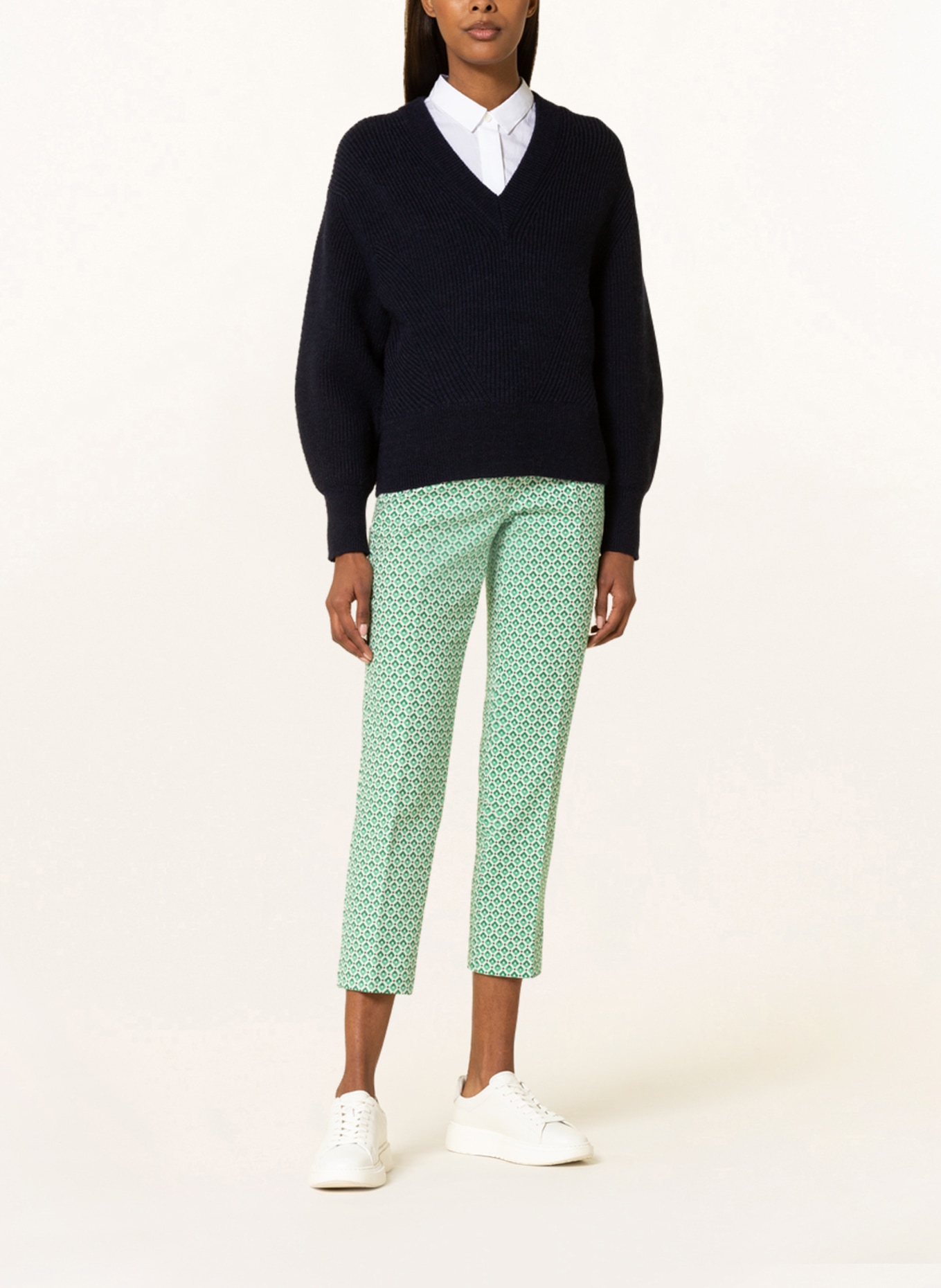 WEEKEND MaxMara 7/8 trousers PAPAIA , Color: WHITE/ GREEN/ LIGHT GREEN (Image 2)