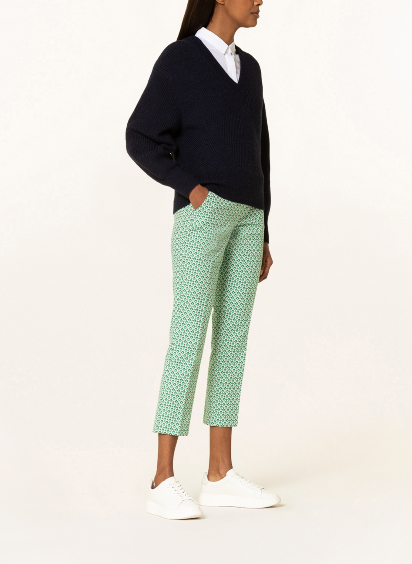 WEEKEND MaxMara 7/8 trousers PAPAIA , Color: WHITE/ GREEN/ LIGHT GREEN (Image 4)