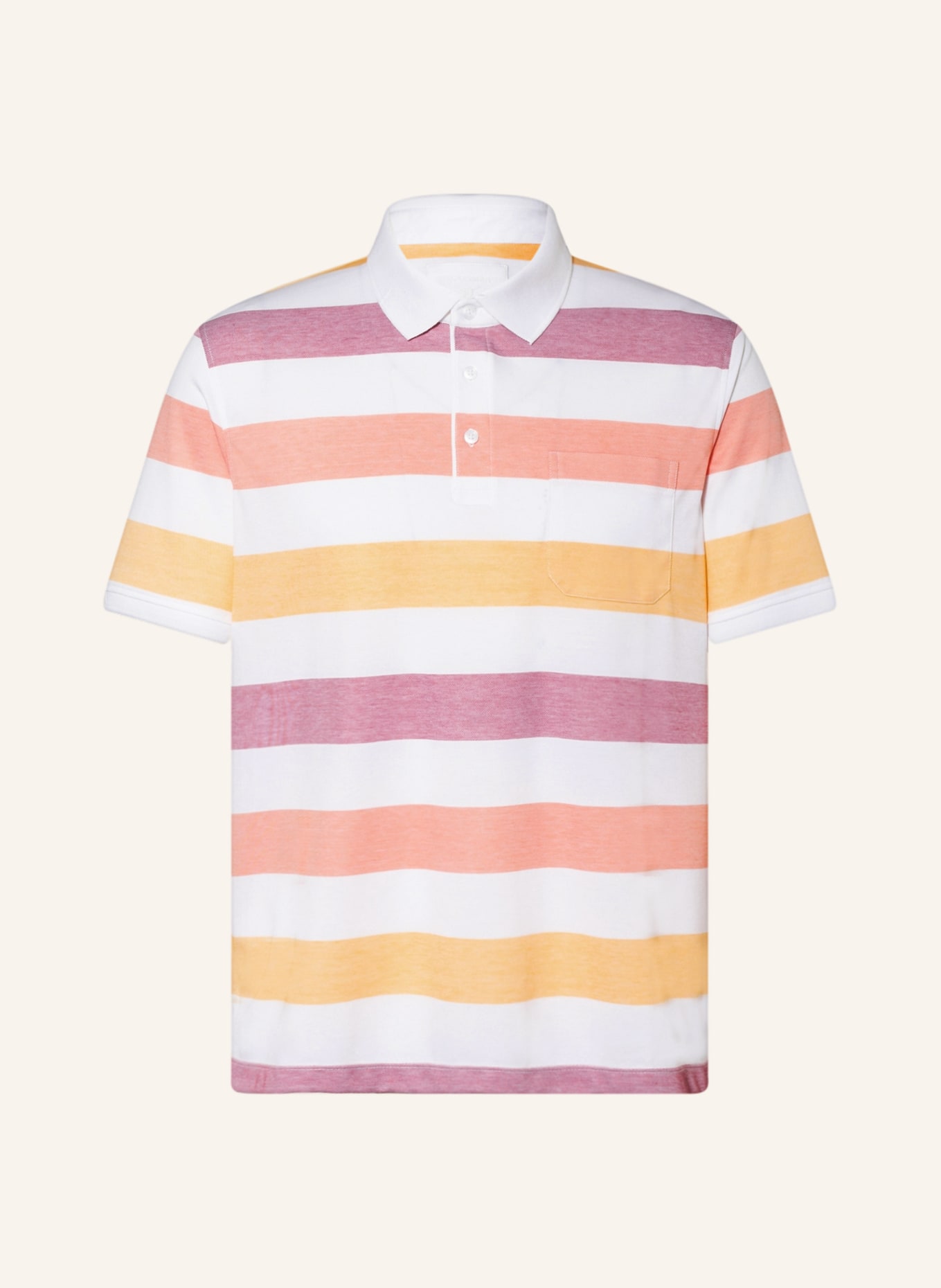 STROKESMAN'S Piqué polo shirt regular fit , Color: WHITE/ YELLOW/ ORANGE (Image 1)