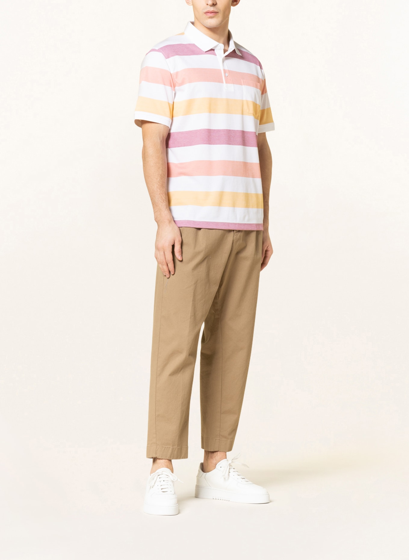 STROKESMAN'S Piqué polo shirt regular fit , Color: WHITE/ YELLOW/ ORANGE (Image 2)