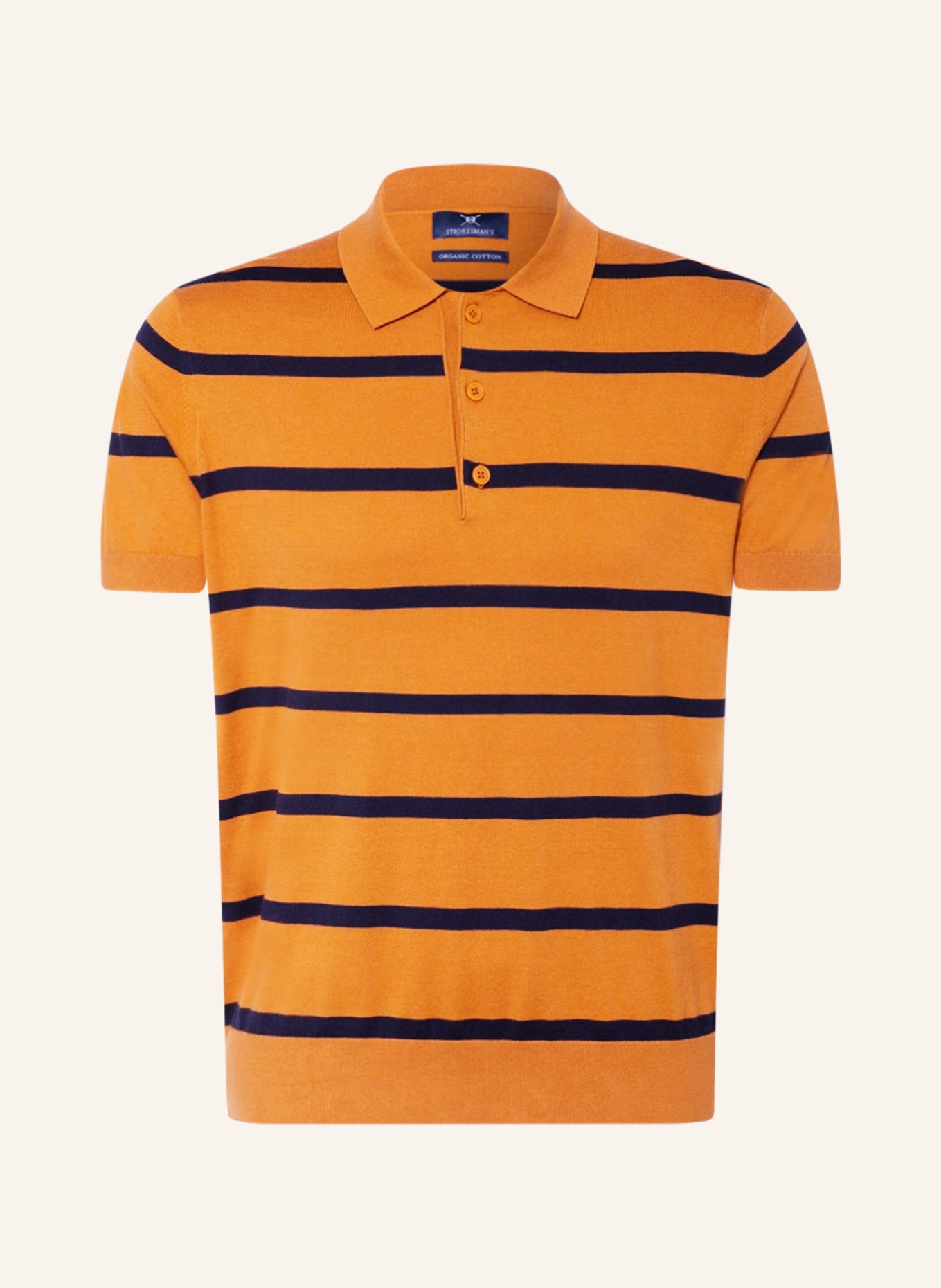 STROKESMAN'S Knitted polo shirt, Color: BROWN/ DARK BLUE (Image 1)