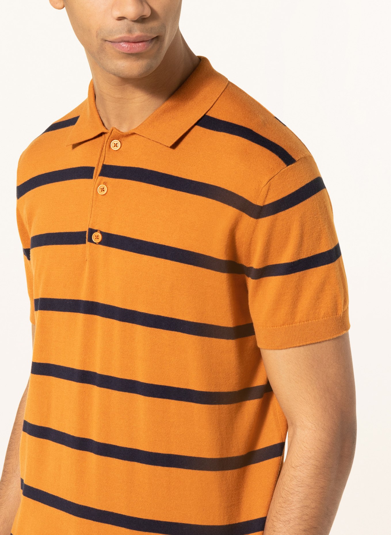 STROKESMAN'S Knitted polo shirt, Color: BROWN/ DARK BLUE (Image 4)