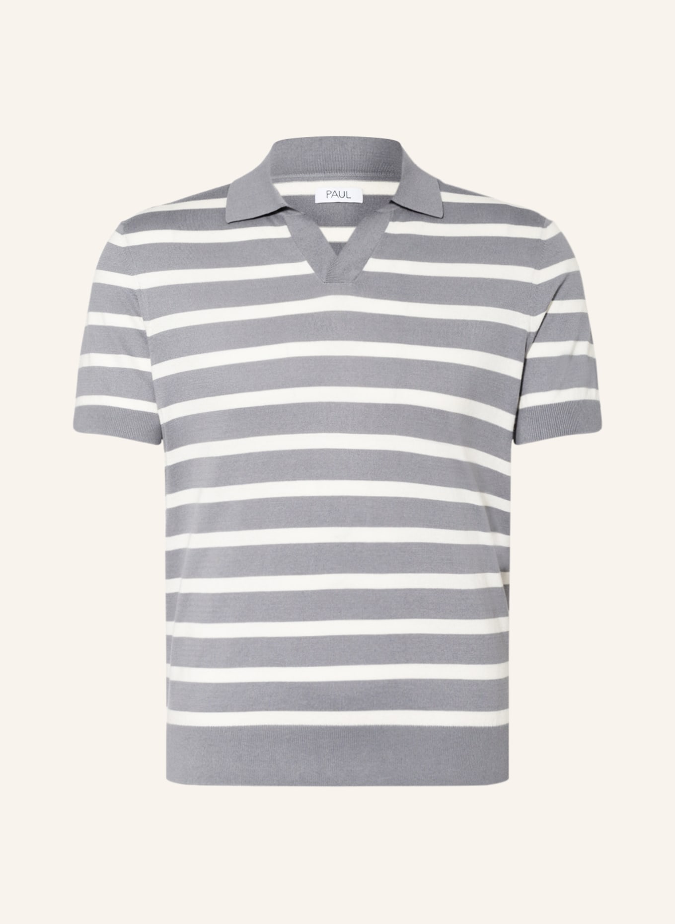 PAUL Knitted polo shirt, Color: WHITE/ GRAY (Image 1)