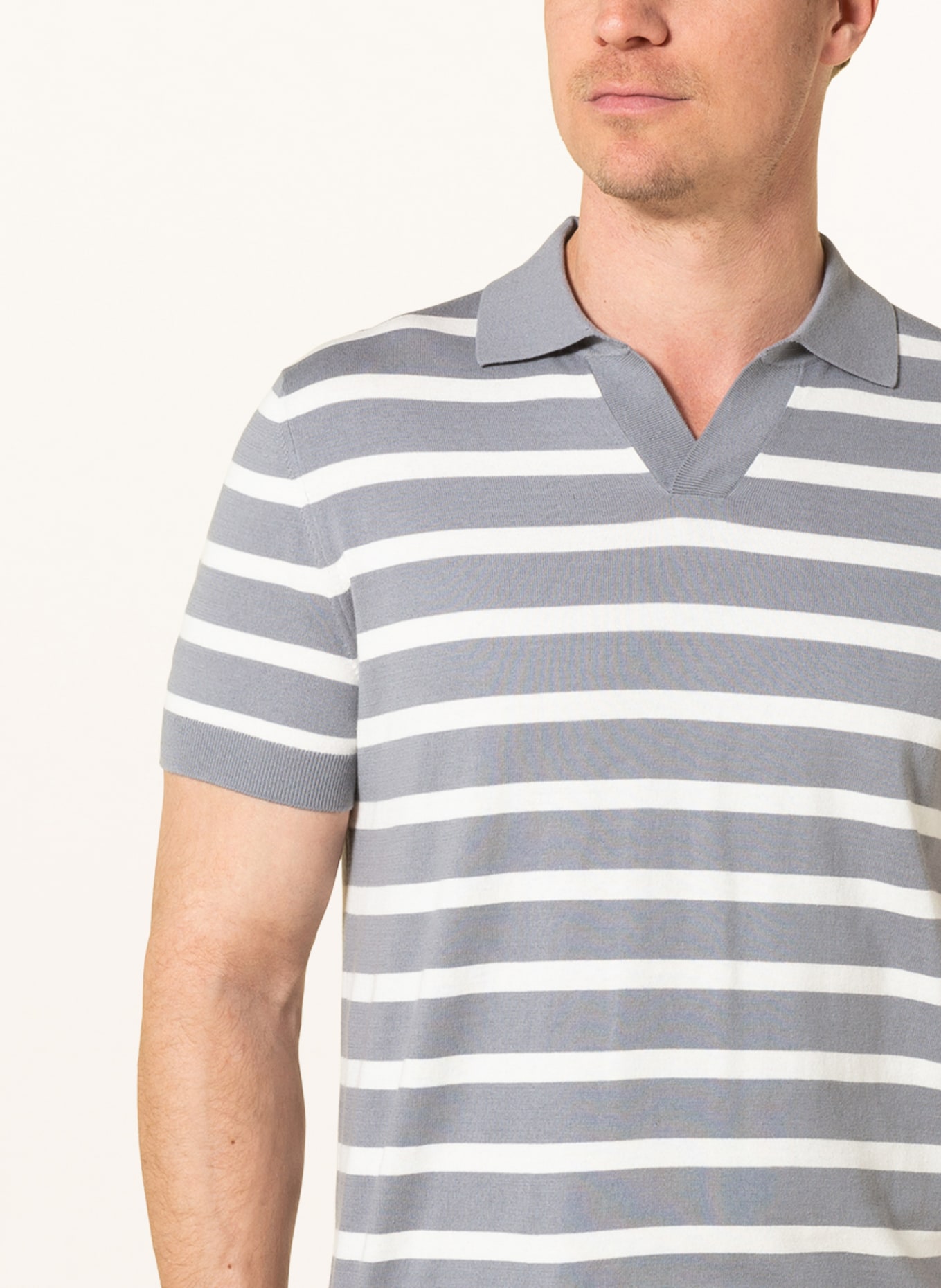 PAUL Knitted polo shirt, Color: WHITE/ GRAY (Image 4)