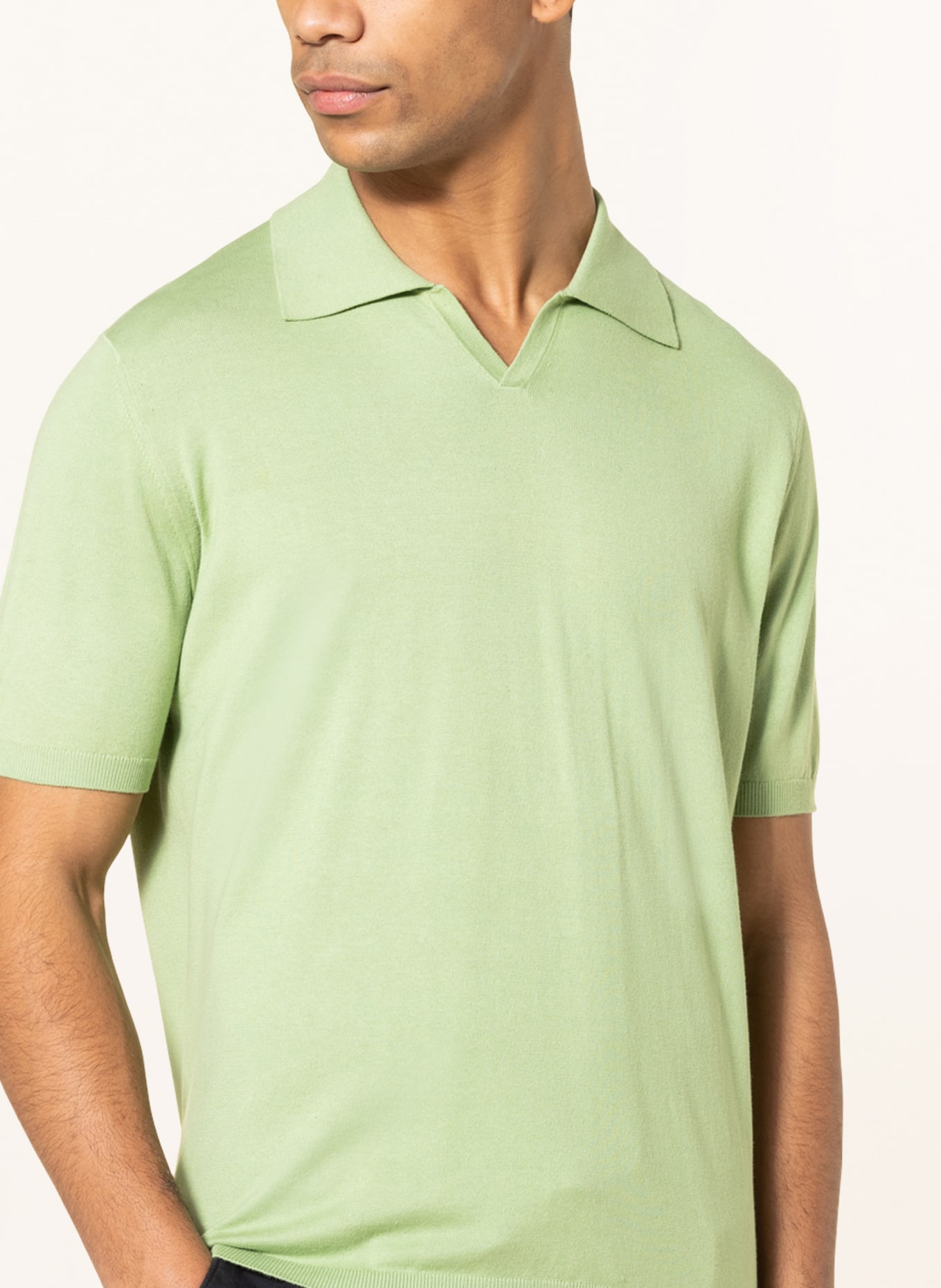 STROKESMAN'S Knitted polo shirt, Color: LIGHT GREEN (Image 4)