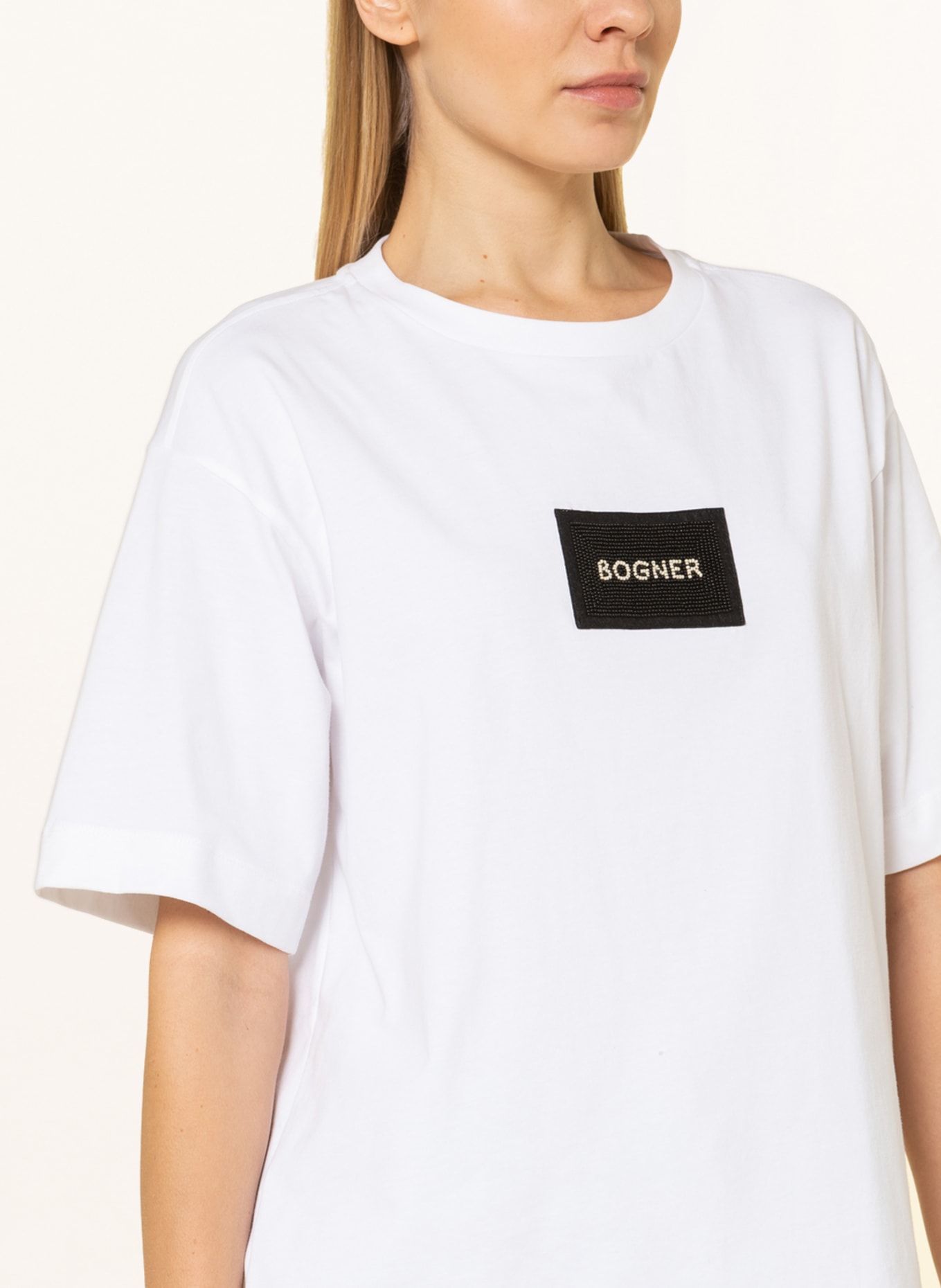 BOGNER T-shirt DANILA with decorative beads in white/ black
