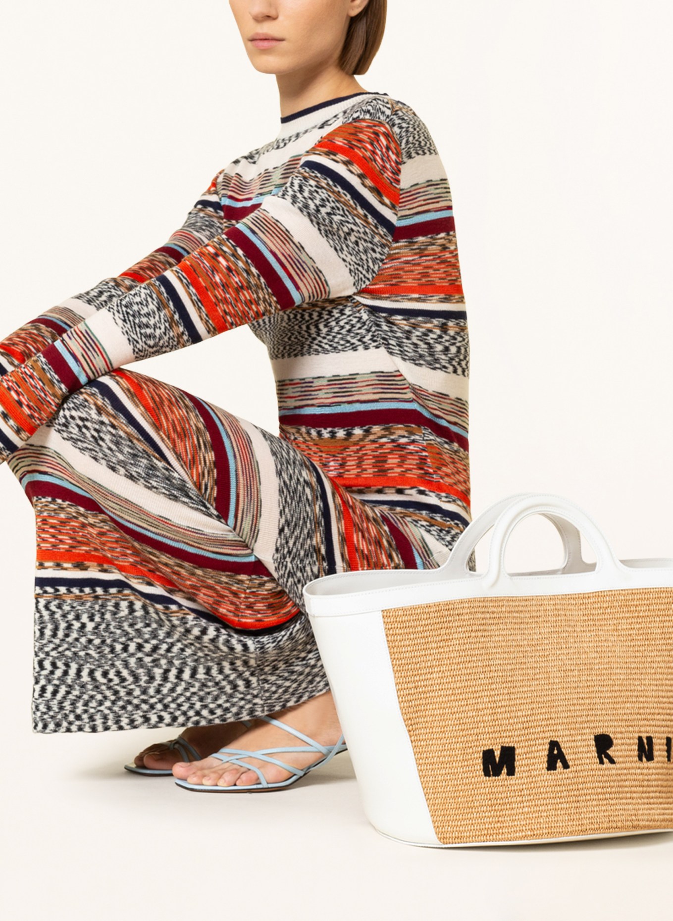 MARNI Shopper TROPICALIA LARGE, Color: BEIGE/ WHITE (Image 4)