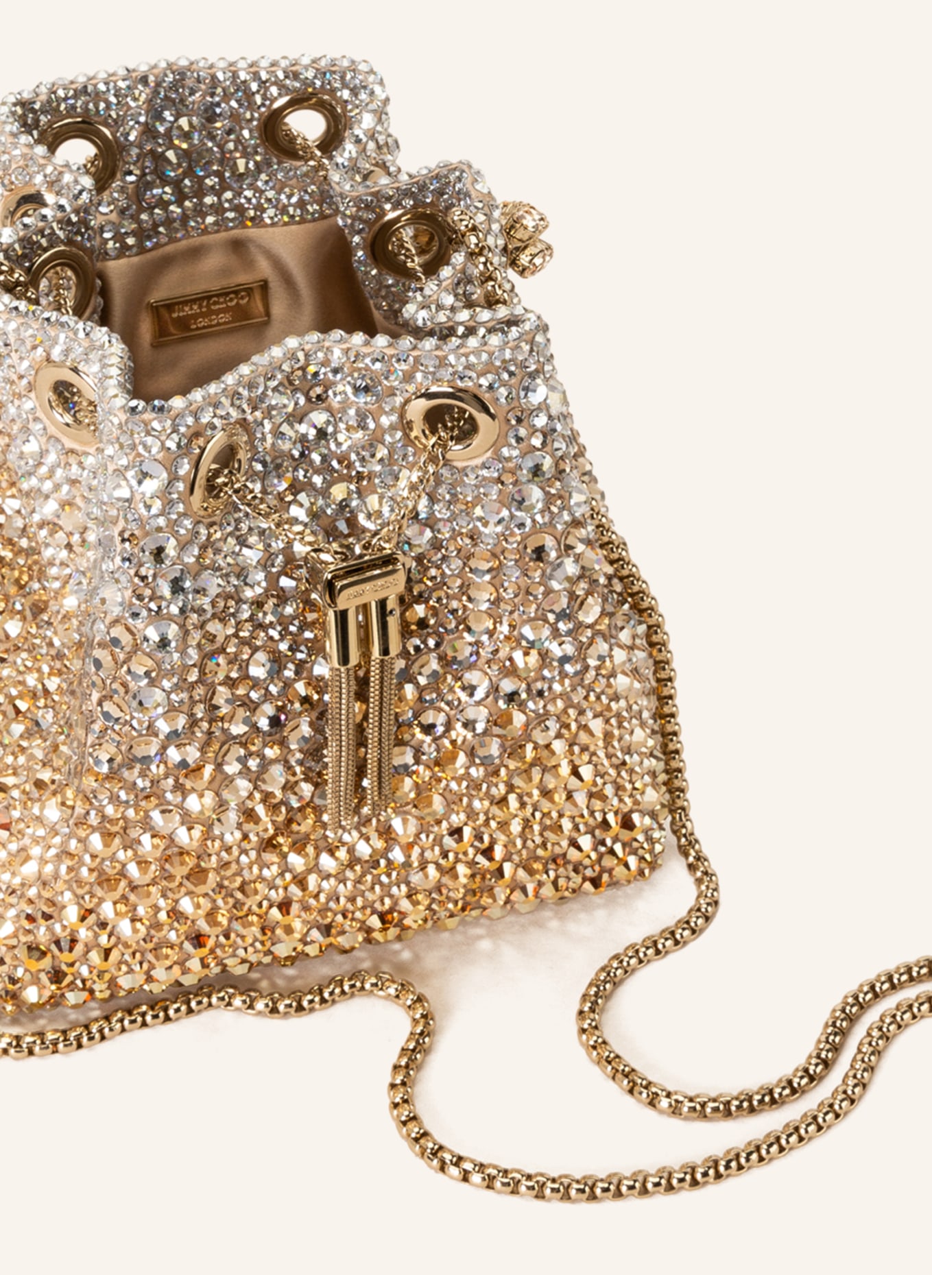 JIMMY CHOO Handbag BON BON BUCKET with decorative gems , Color: GOLD/ WHITE GOLD (Image 3)
