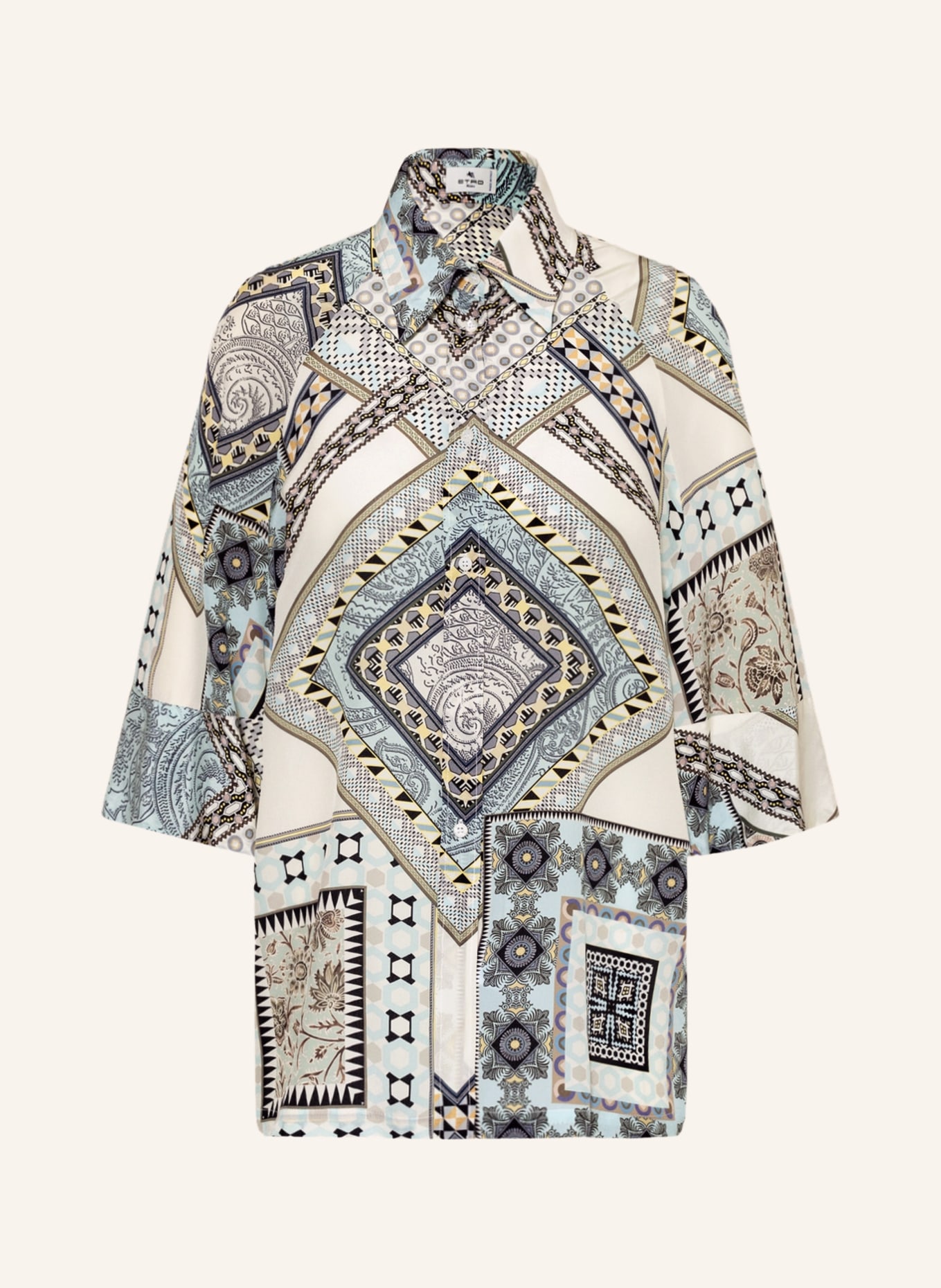 ETRO Shirt blouse with 3/4 sleeves , Color: WHITE/ LIGHT BLUE/ YELLOW (Image 1)
