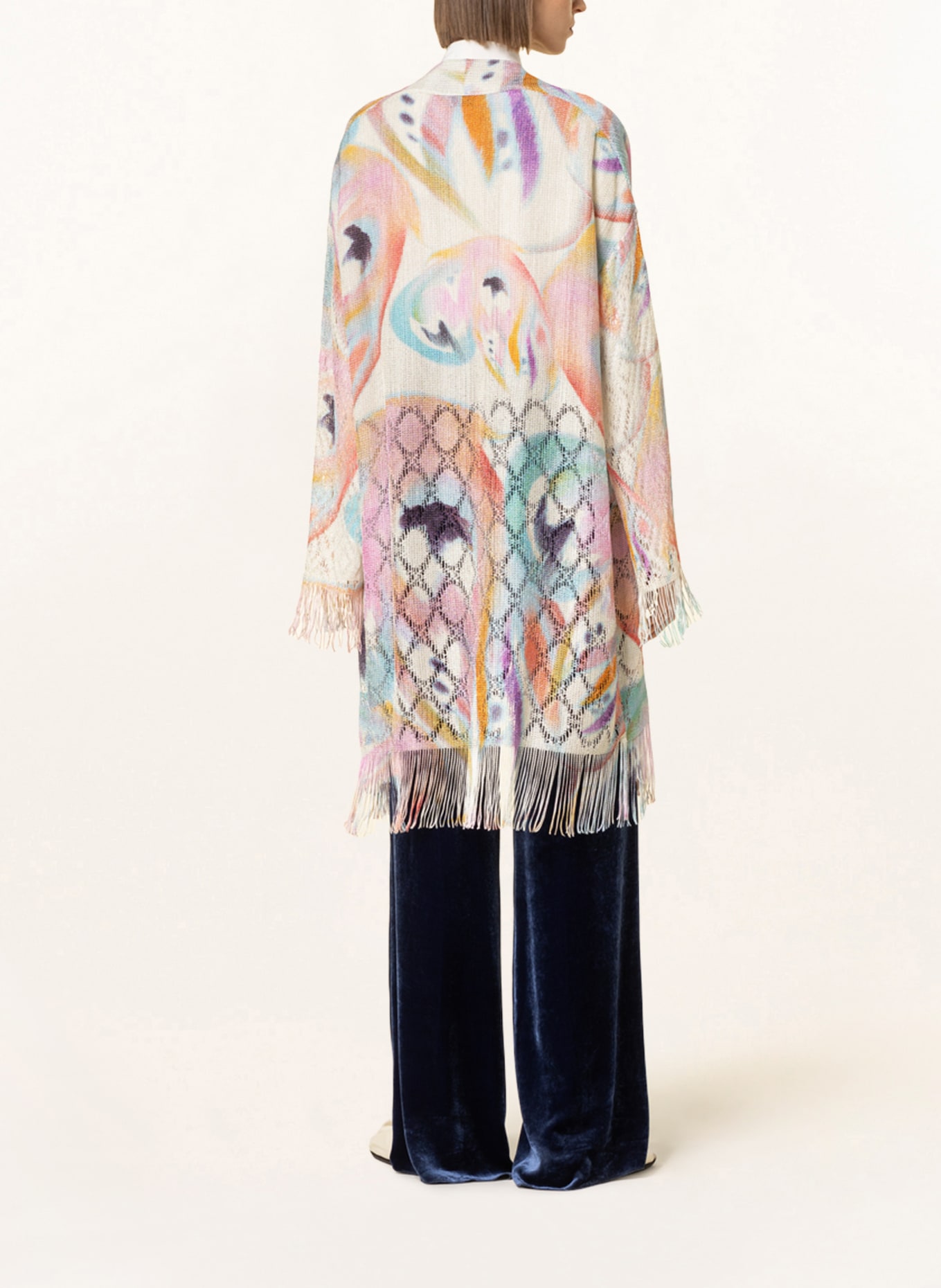 ETRO Knit cardigan made of crochet lace, Color: BEIGE/ PINK/ LIGHT BLUE (Image 3)