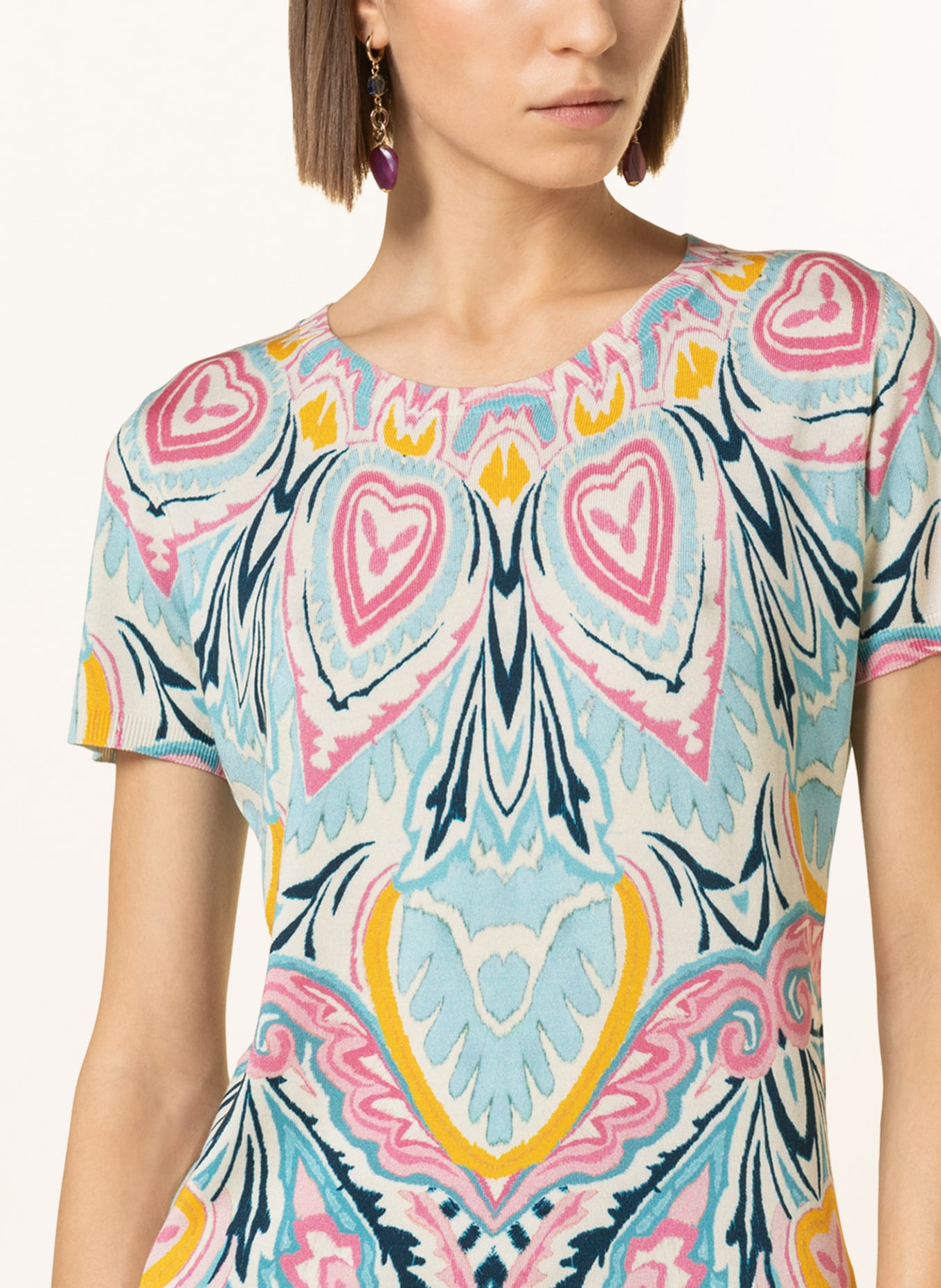ETRO T-Shirt aus Seide , Farbe: CREME/ HELLBLAU/ ROSA (Bild 4)