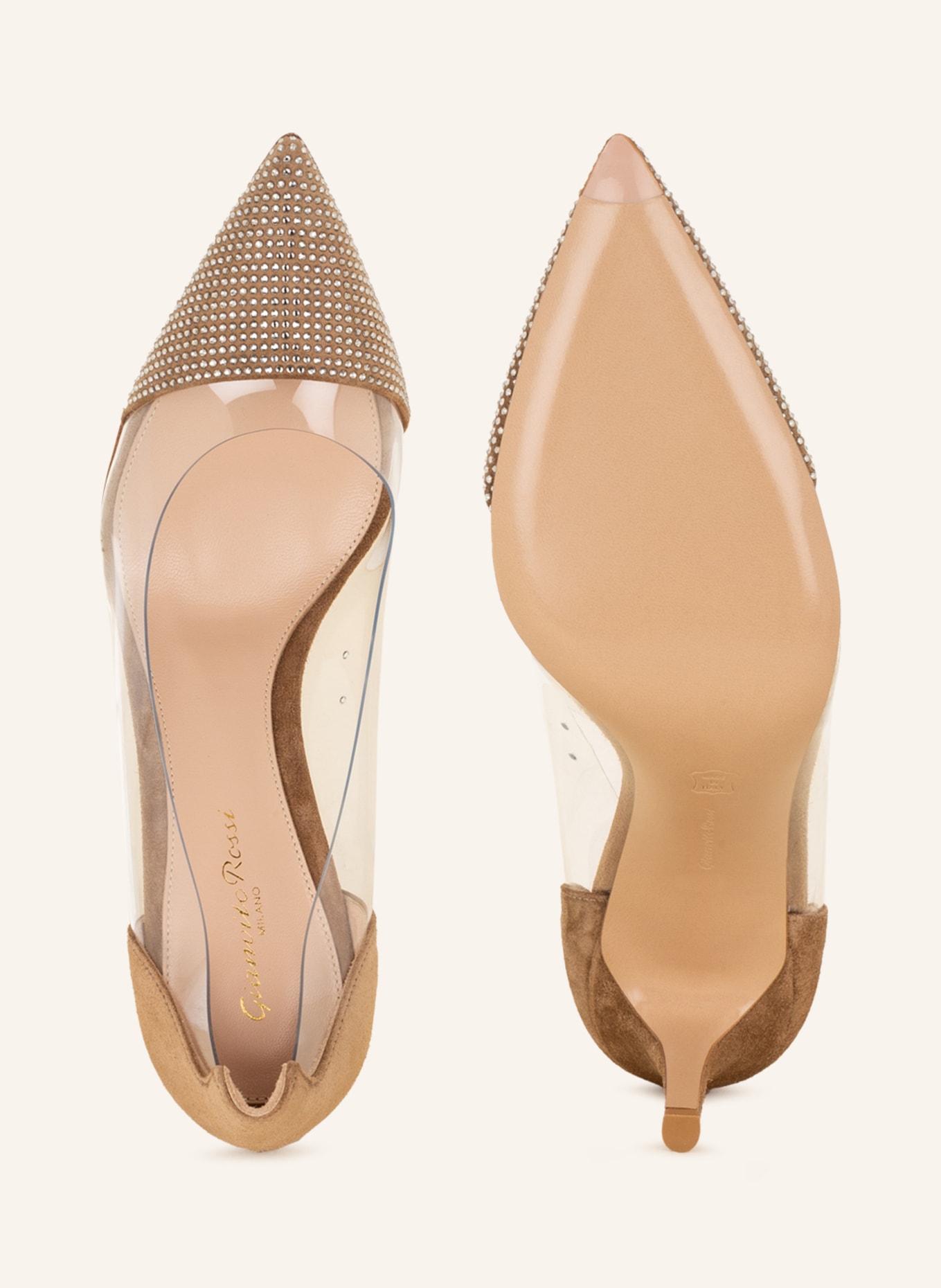 Gianvito Rossi Pumps with decorative gems, Color: CAMEL/ SILVER (Image 5)