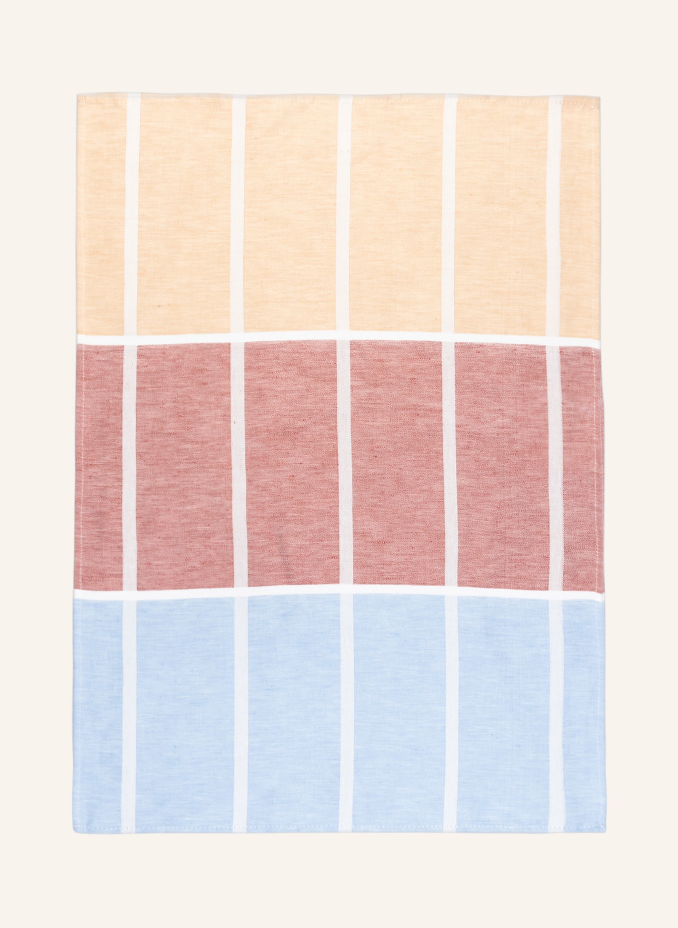 marimekko Dish towel TIILISKIVI with linen, Color: BEIGE/ LIGHT BLUE/ WHITE (Image 1)