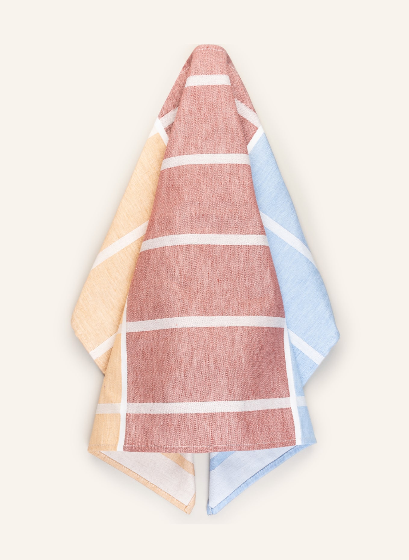 marimekko Dish towel TIILISKIVI with linen, Color: BEIGE/ LIGHT BLUE/ WHITE (Image 2)