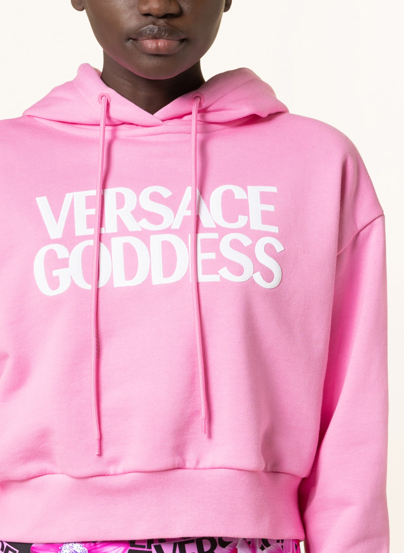 VERSACE Cropped hoodie, Color: PINK/ WHITE (Image 5)